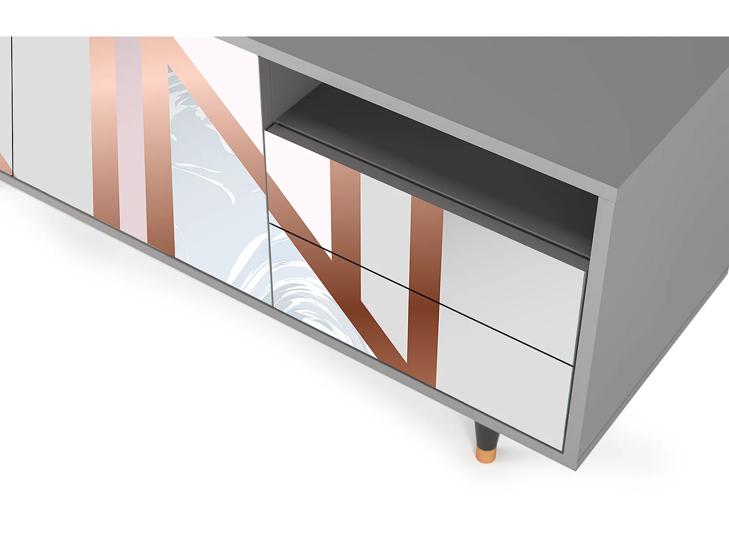 Mueble de TV - 125х56х41 cm - T7 - Champagne Story, Gris