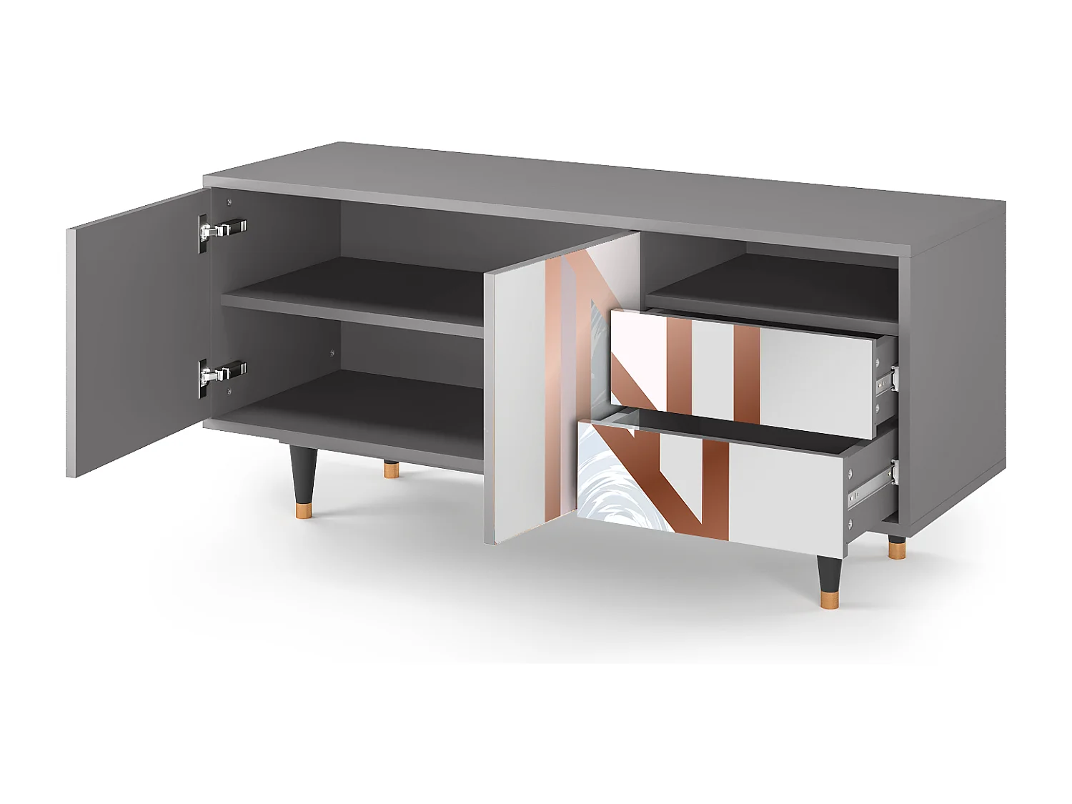 Mueble de TV - 125х56х41 cm - T7 - Champagne Story, Gris