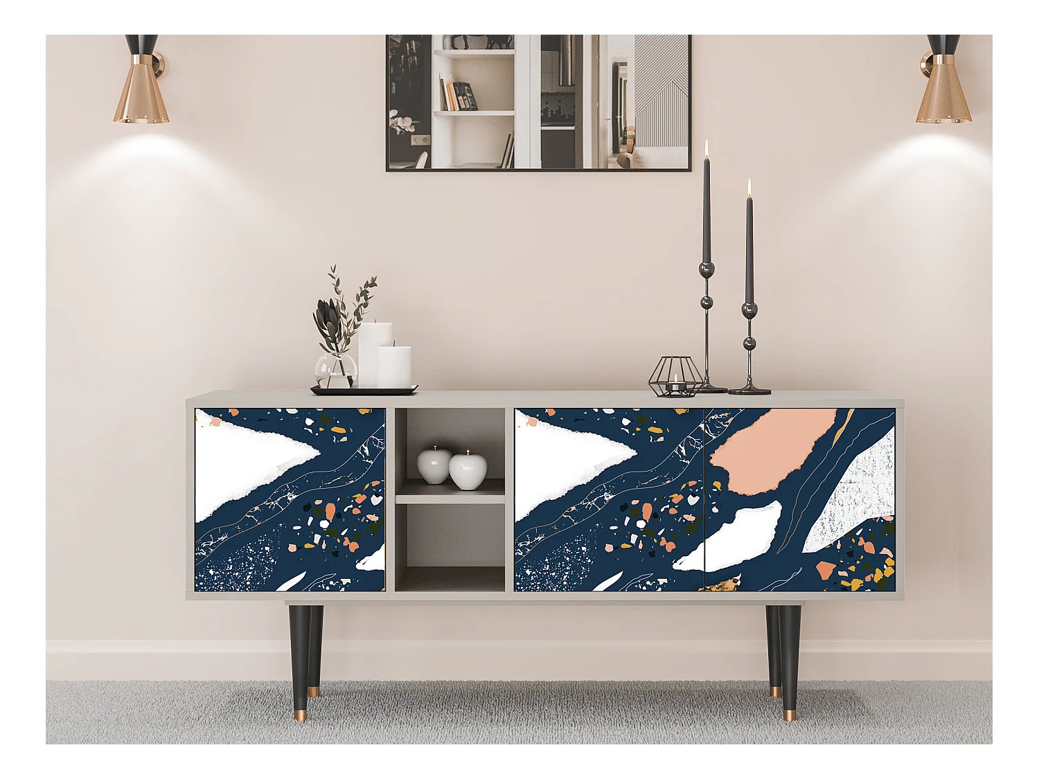 Meuble TV - 150х69х41 cm - T5 - Nude Iceberg, Sable