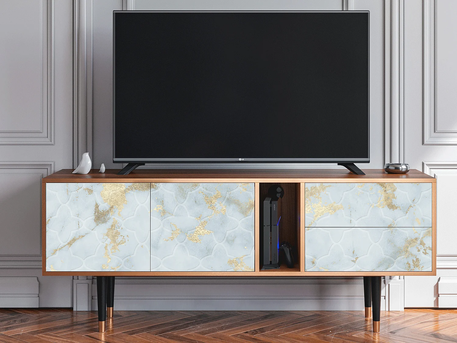 TV-Möbel - 170х69х48 cm - T1 - Golden Waves, Walnuss