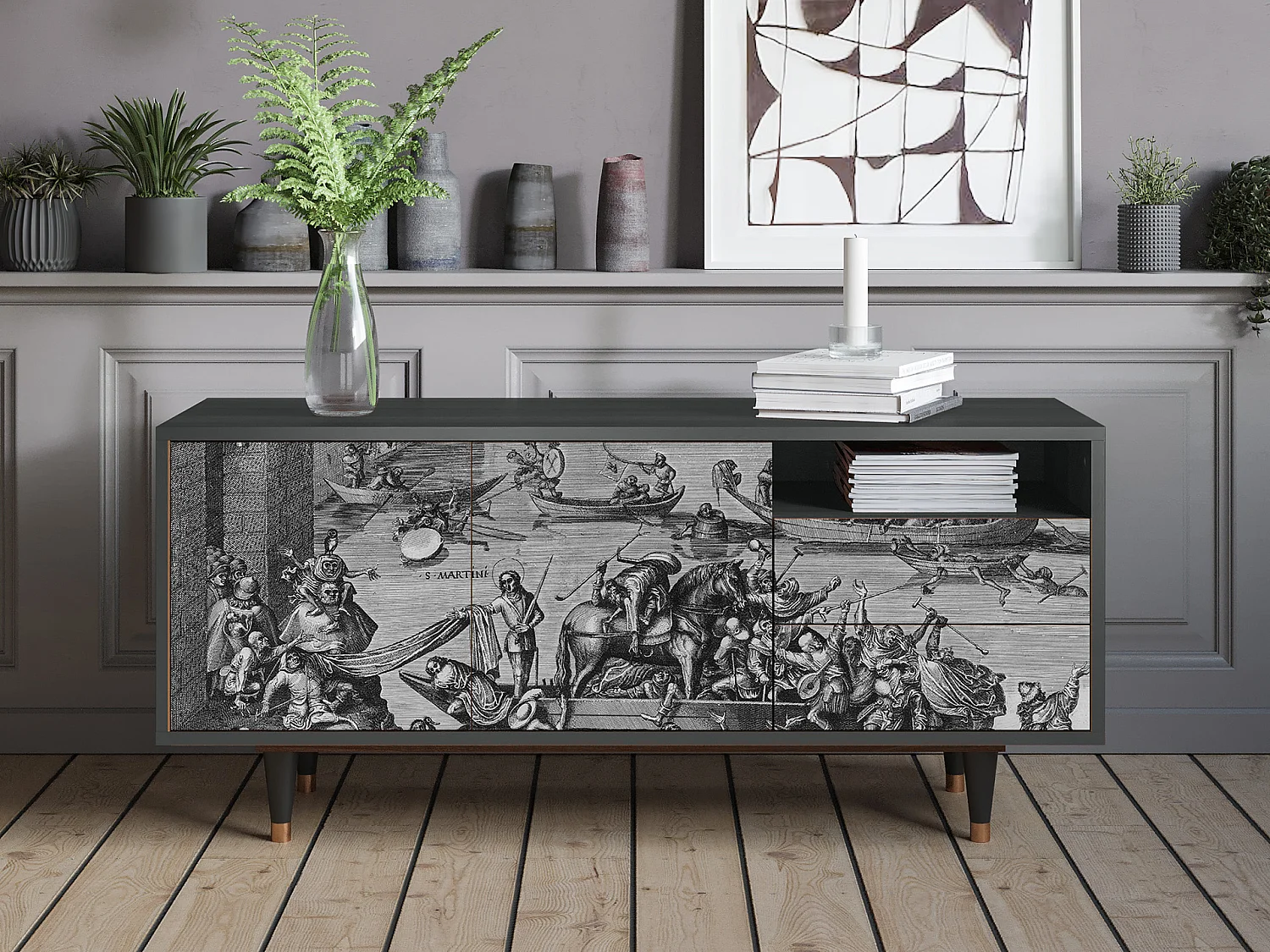 Mueble de TV - 125х56х41 cm - T7 - Saint Martin, Antracite