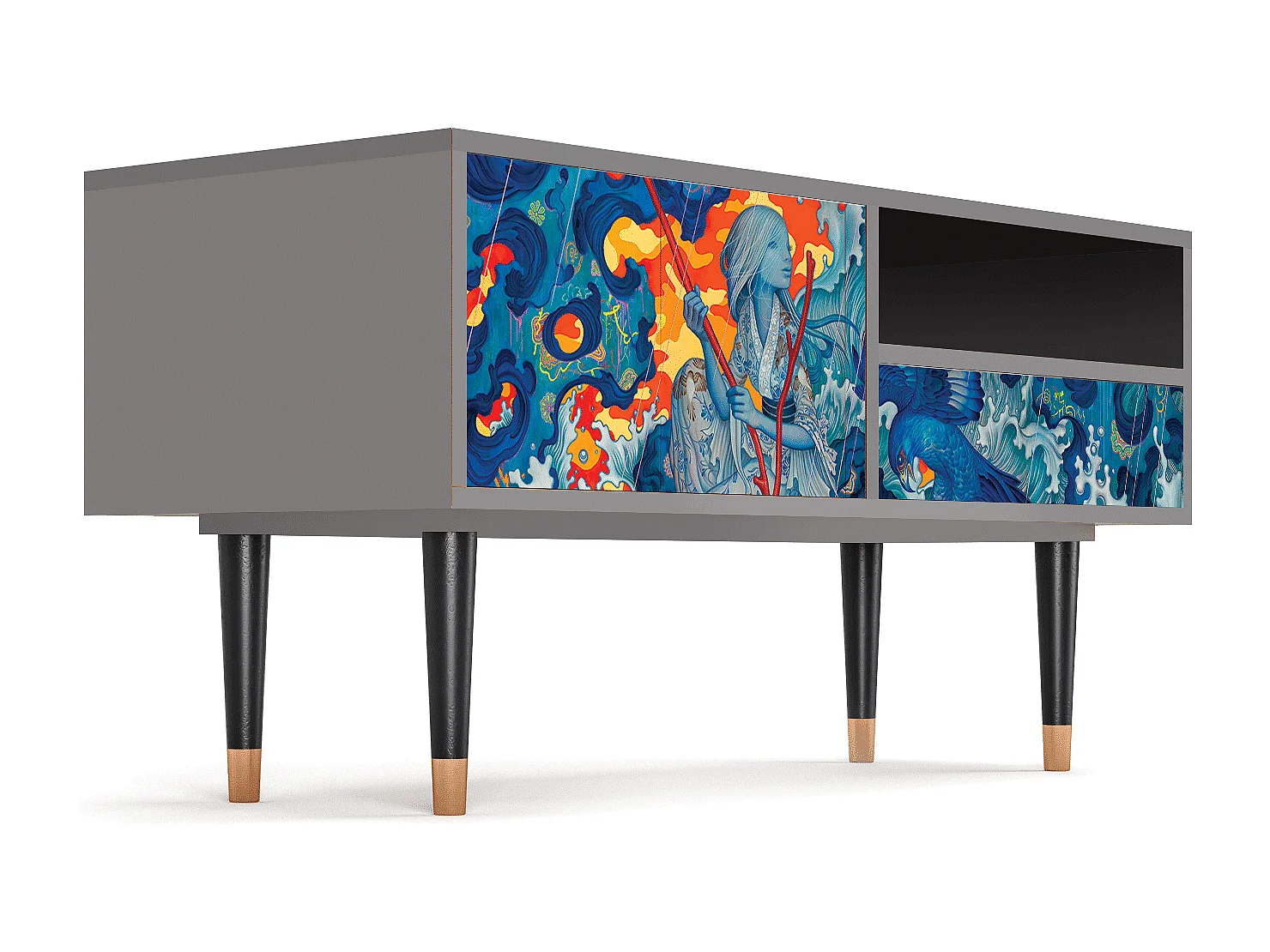 Mueble de TV - 115х59х48 cm - T3 - The Girl - James Jean, Gris