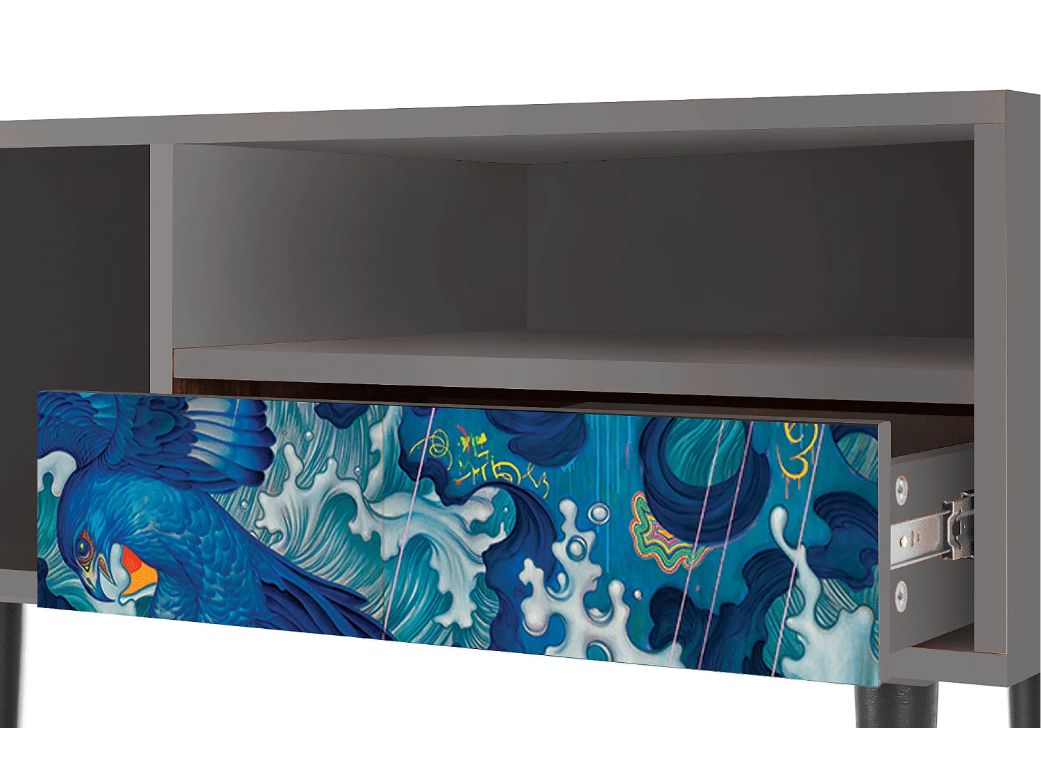 Meuble TV - 115х59х48 cm - T3 - The Girl - James Jean, Gris