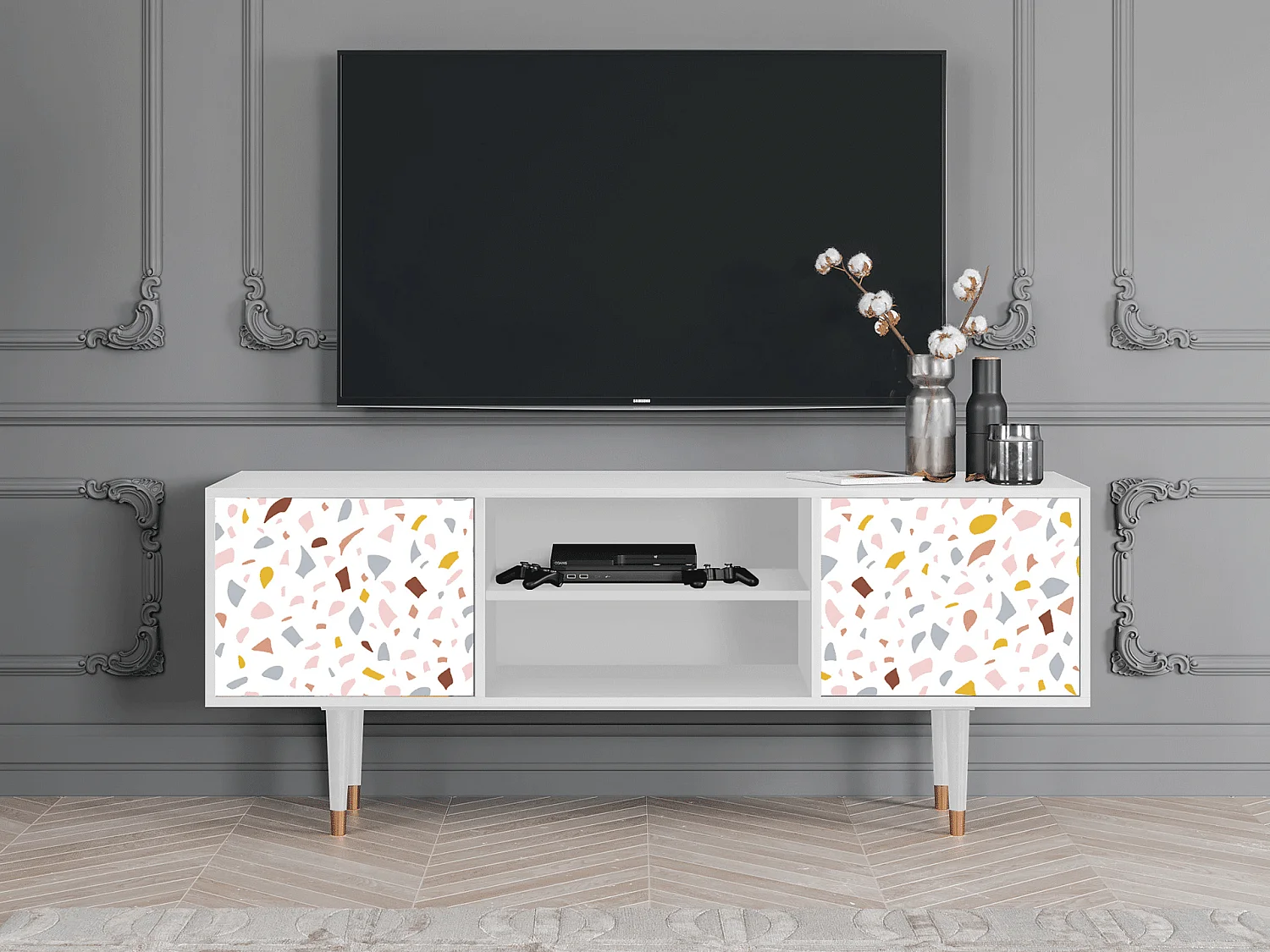 Mobile TV - 170х69х48 cm - T2 - Marmelade Cheese, Bianco