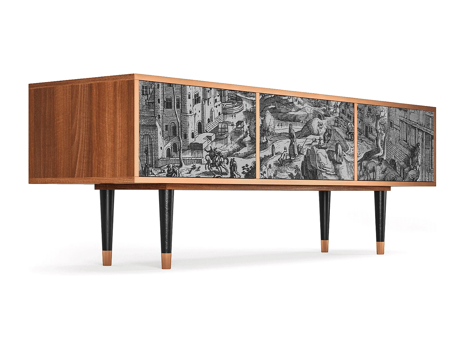 TV-meubel - 170х59х48 cm - T4 - Bird Dropping, Walnoot