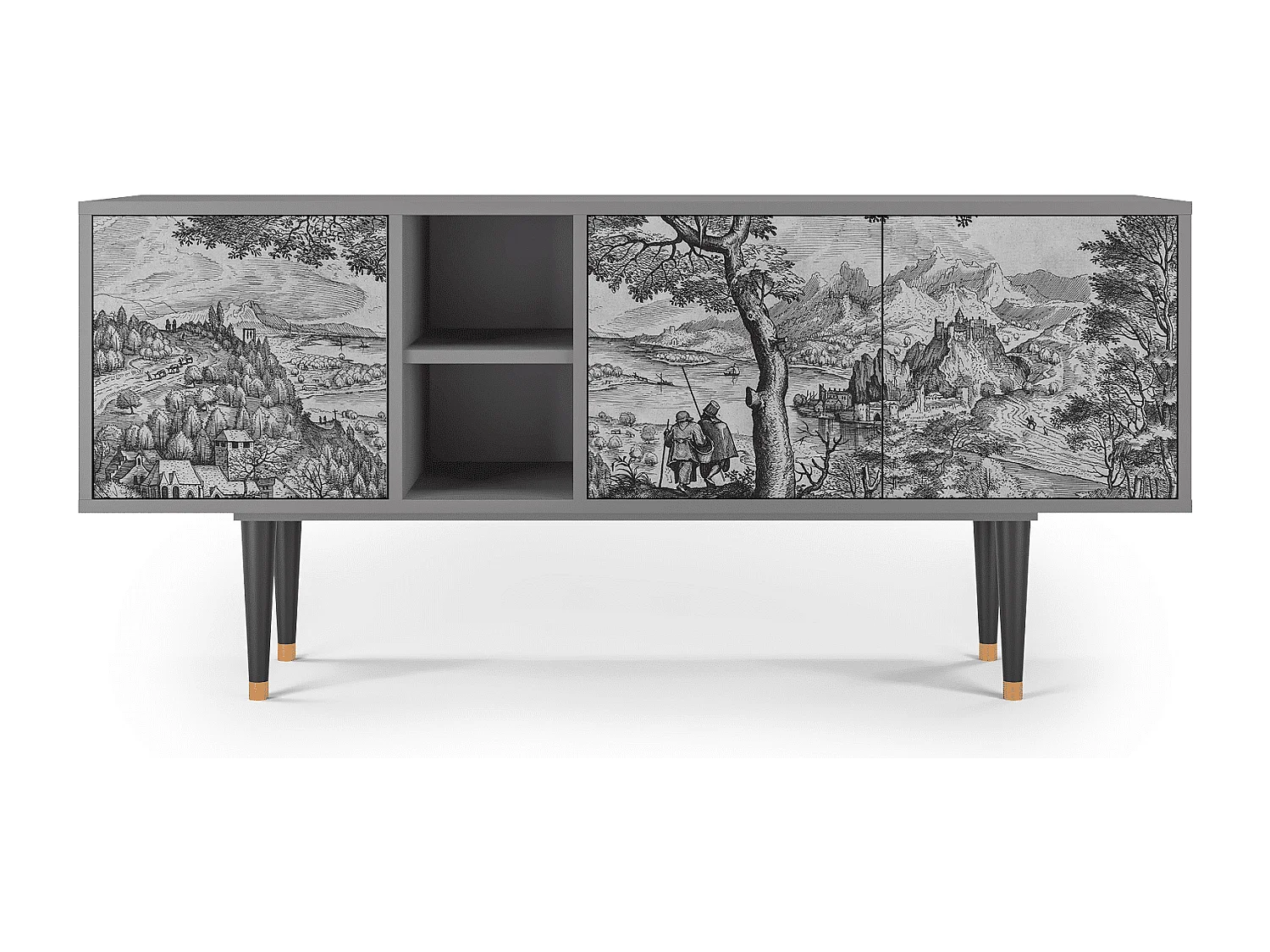 Meuble TV - 150х69х41 cm - T5 - Milites Requiescentes, Gris