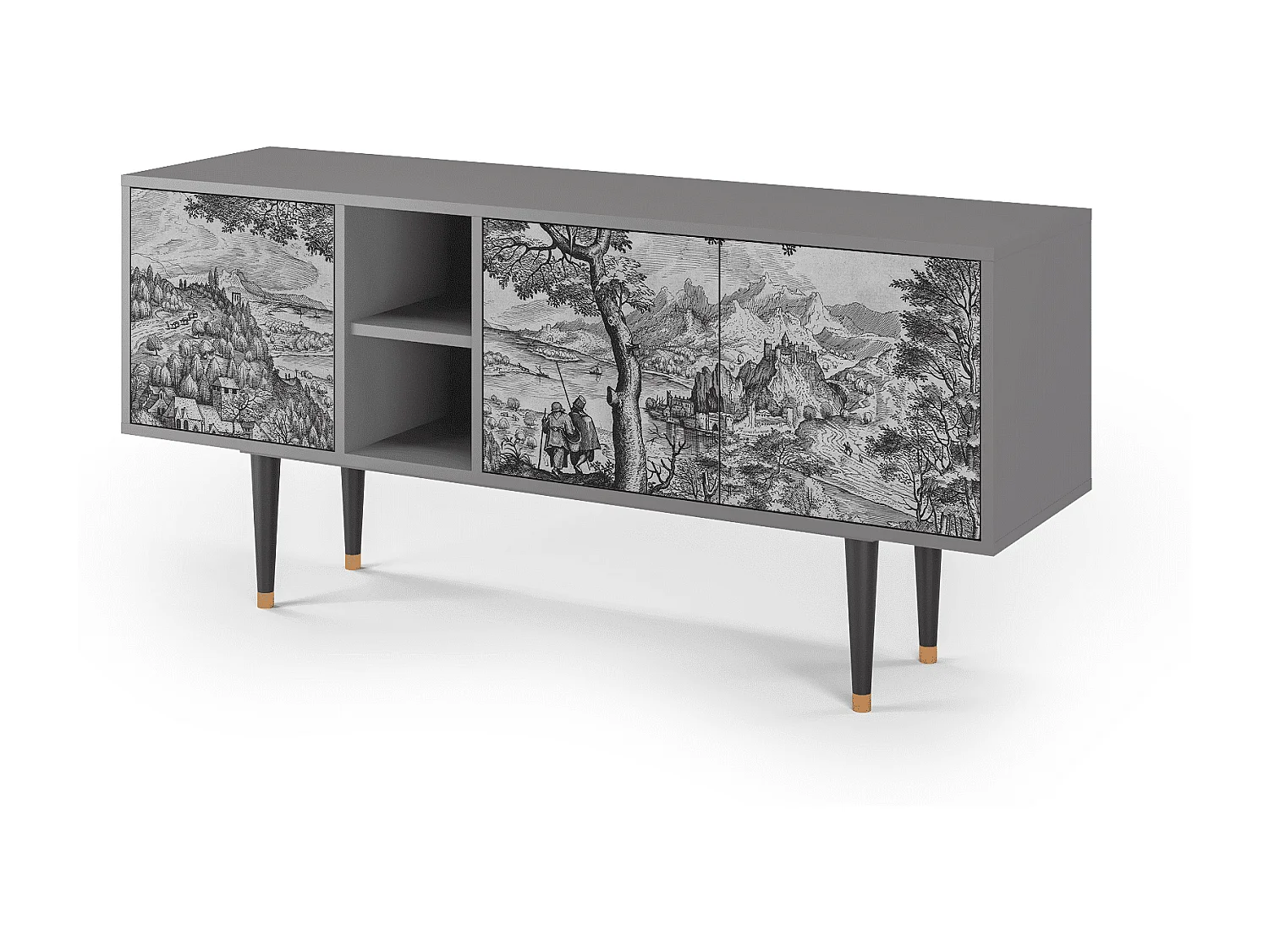 Meuble TV - 150х69х41 cm - T5 - Milites Requiescentes, Gris