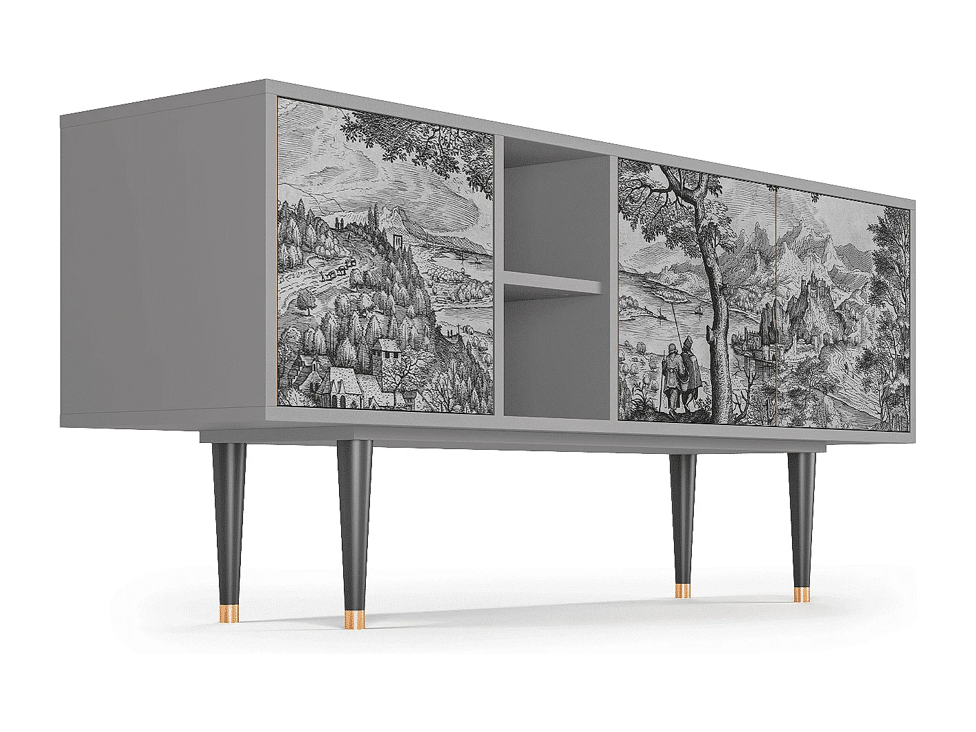 Meuble TV - 150х69х41 cm - T5 - Milites Requiescentes, Gris