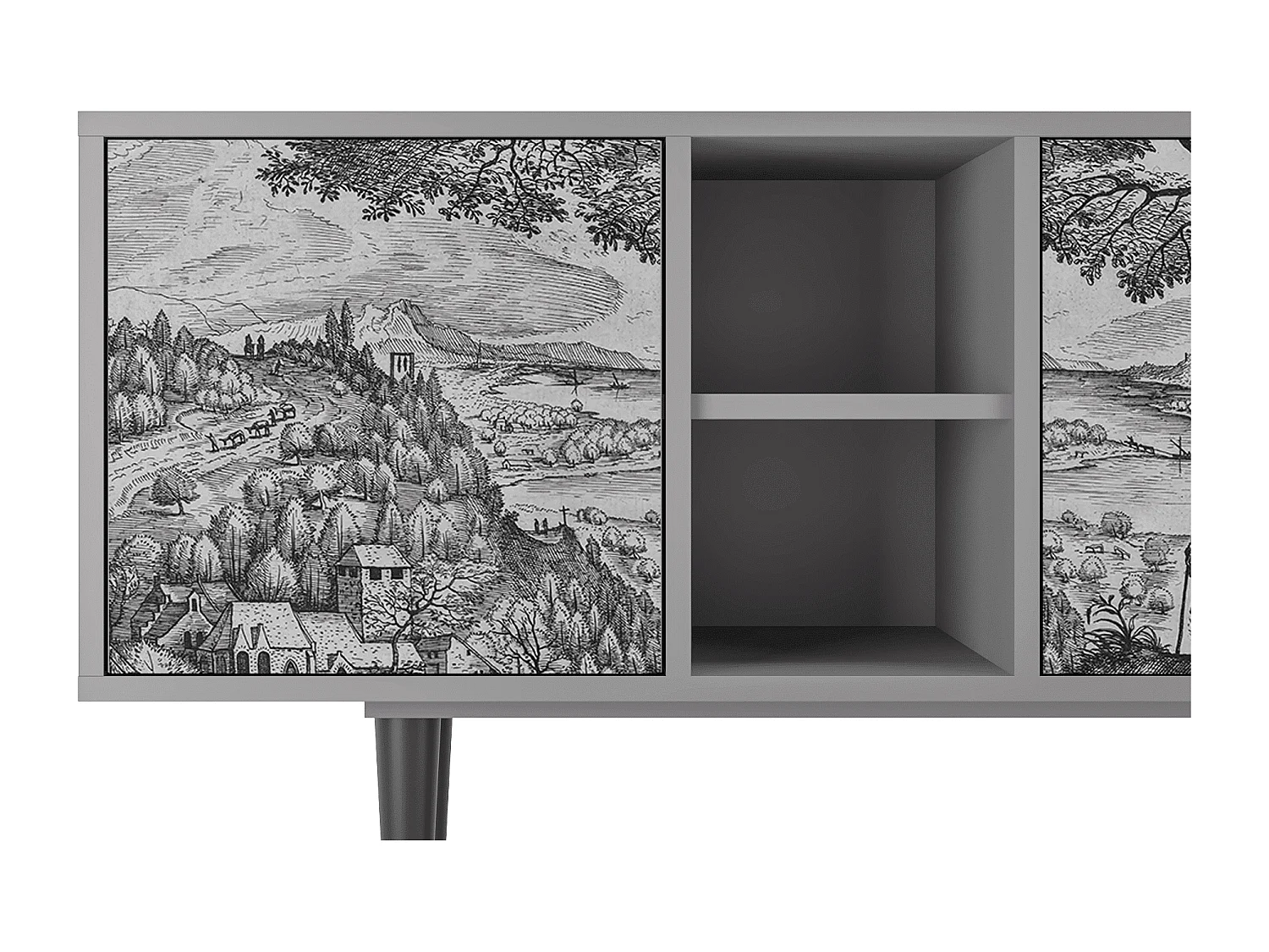 Meuble TV - 150х69х41 cm - T5 - Milites Requiescentes, Gris