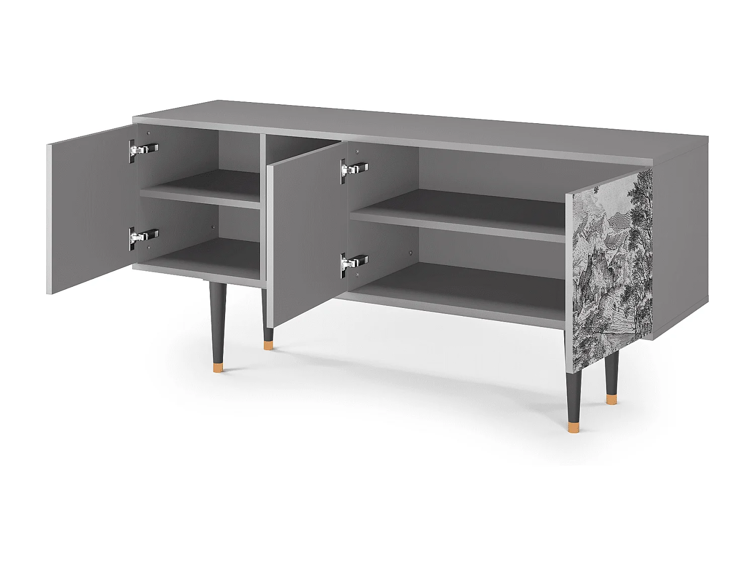 Meuble TV - 150х69х41 cm - T5 - Milites Requiescentes, Gris