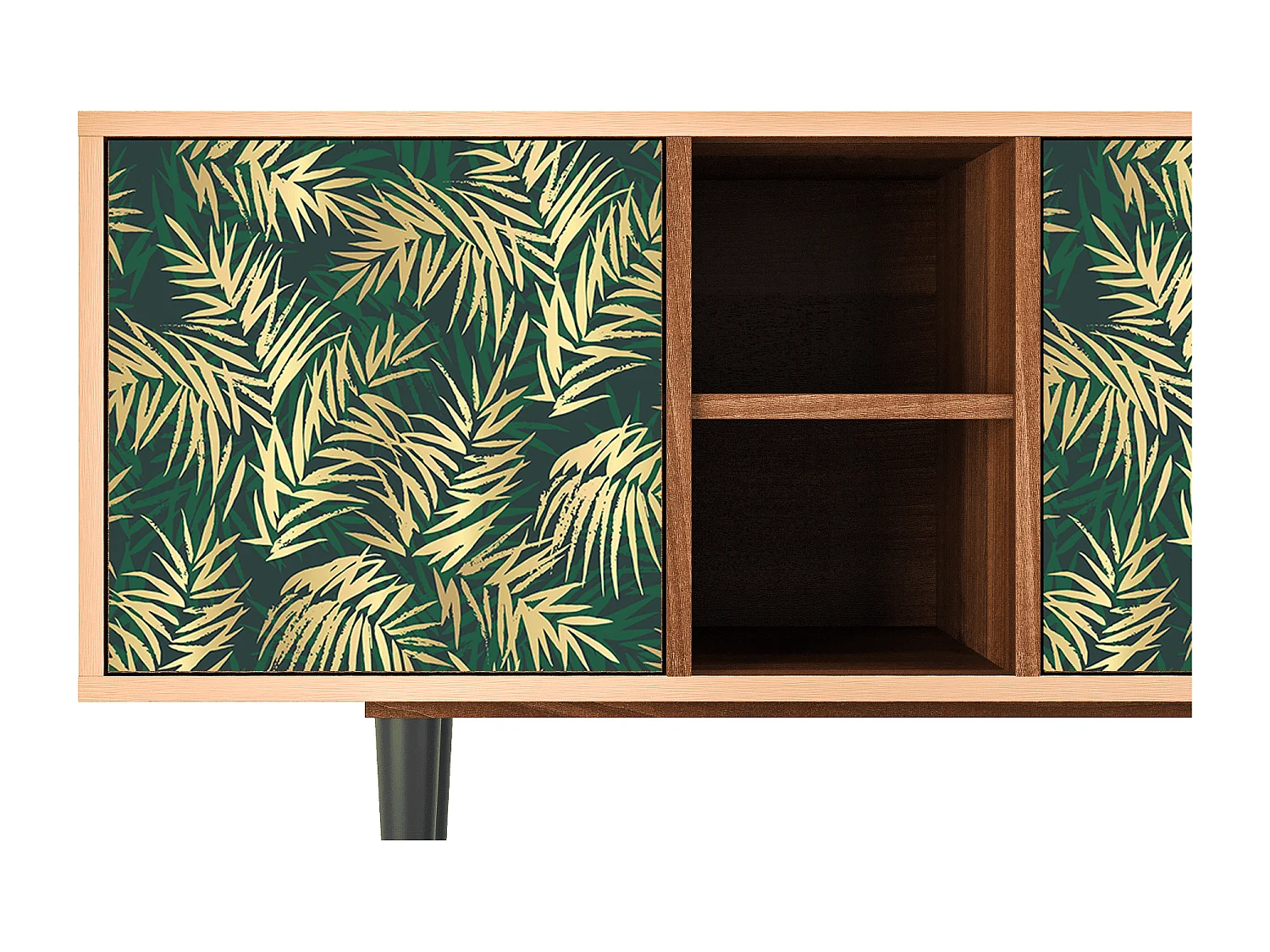 Meuble TV - 150х69х41 cm - T5 - Sunny Palm Tree, Noyer