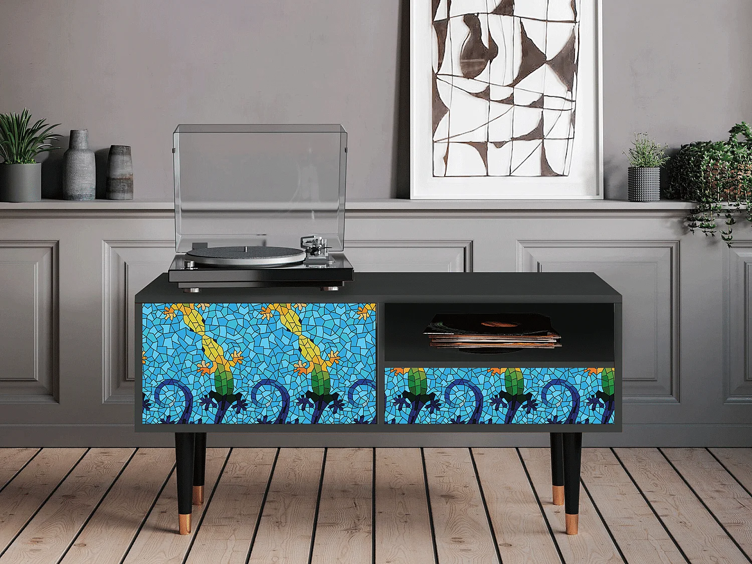 Meuble TV - 115х59х48 cm - T3 - Gaudi's Lizard, Anthracite