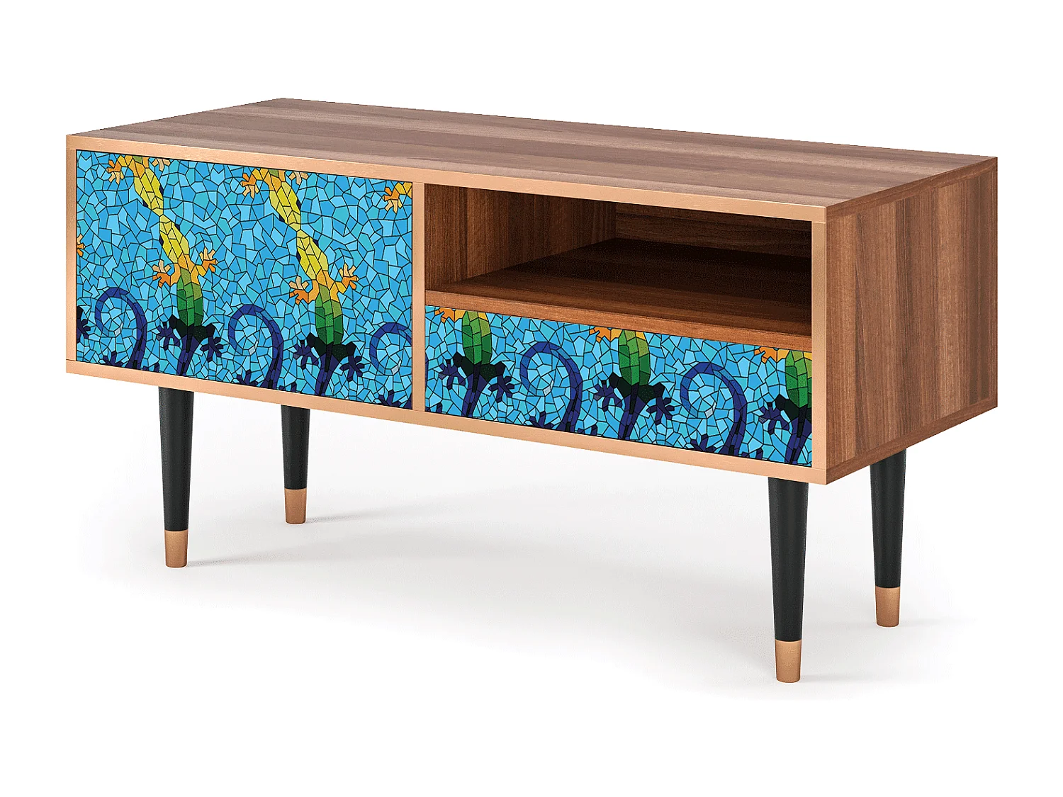 TV-meubel - 115х59х48 cm - T3 - Gaudi's Lizard, Walnoot