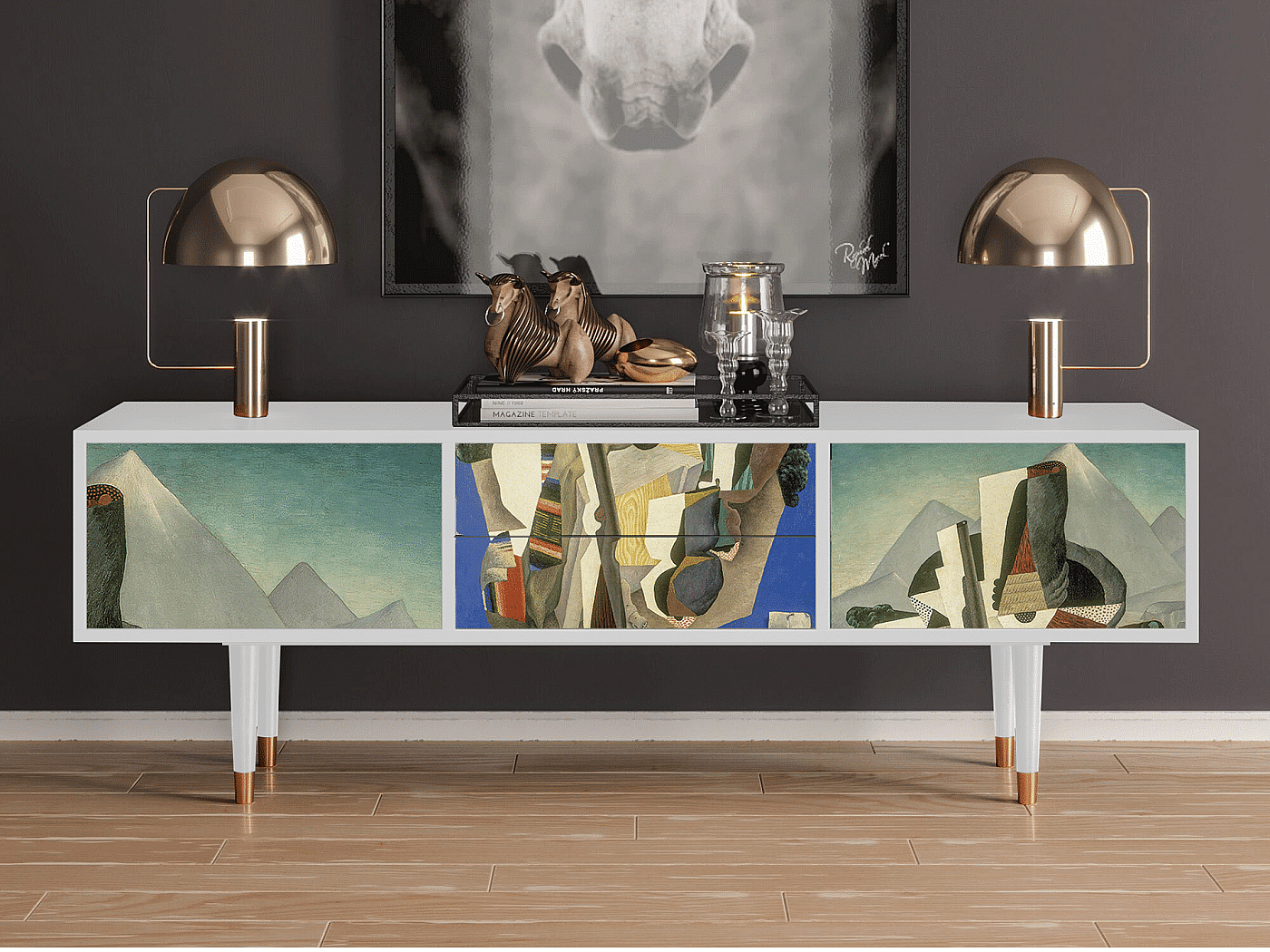 Mueble de TV - 170х59х48 cm - T4 - The Cubist Paintings , Branco