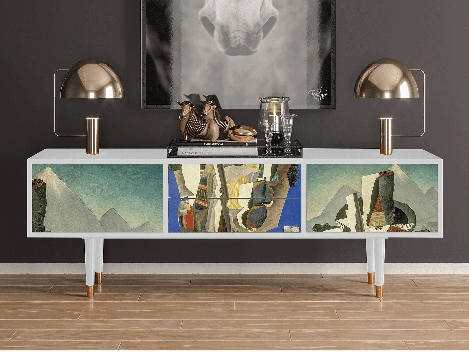 TV-Möbel - 170х59х48 cm - T4 - The Cubist Paintings , Weiß