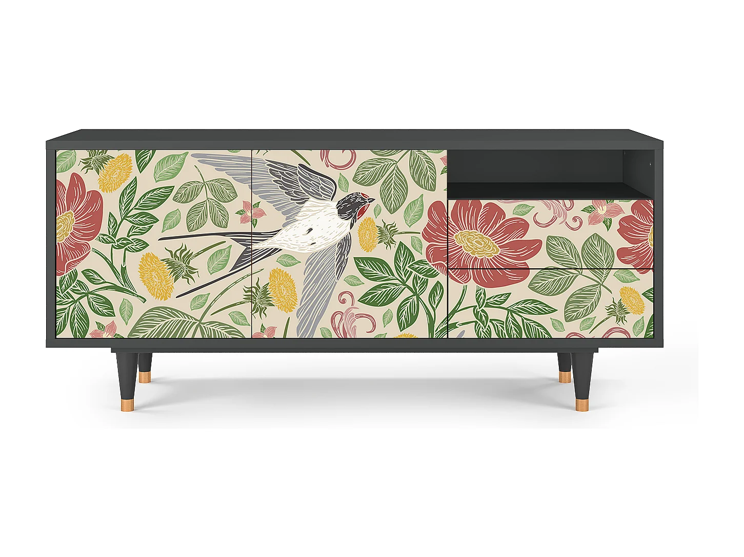 TV-Möbel - 125х56х41 cm - T7 - Spring Swallow, Anthrazit