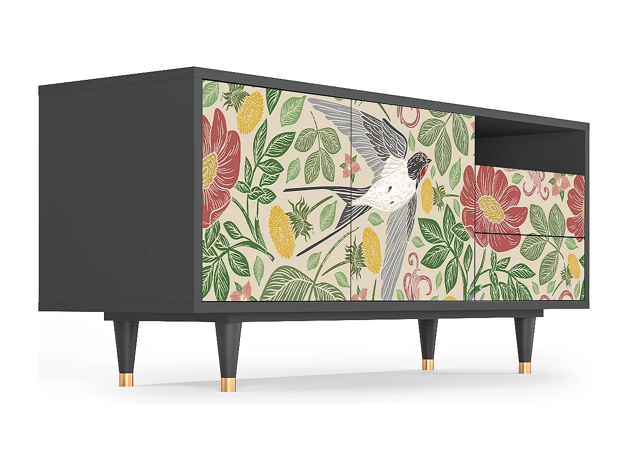 TV-Möbel - 125х56х41 cm - T7 - Spring Swallow, Anthrazit