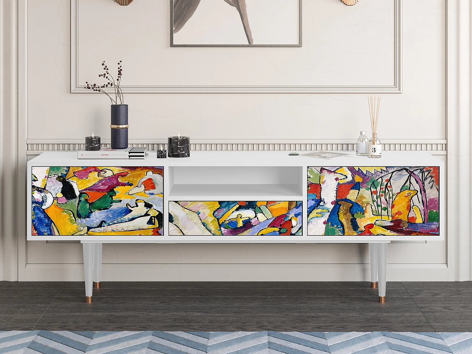 Mueble de TV - 170х59х41 cm - T6 - Improvisation 26  , Branco