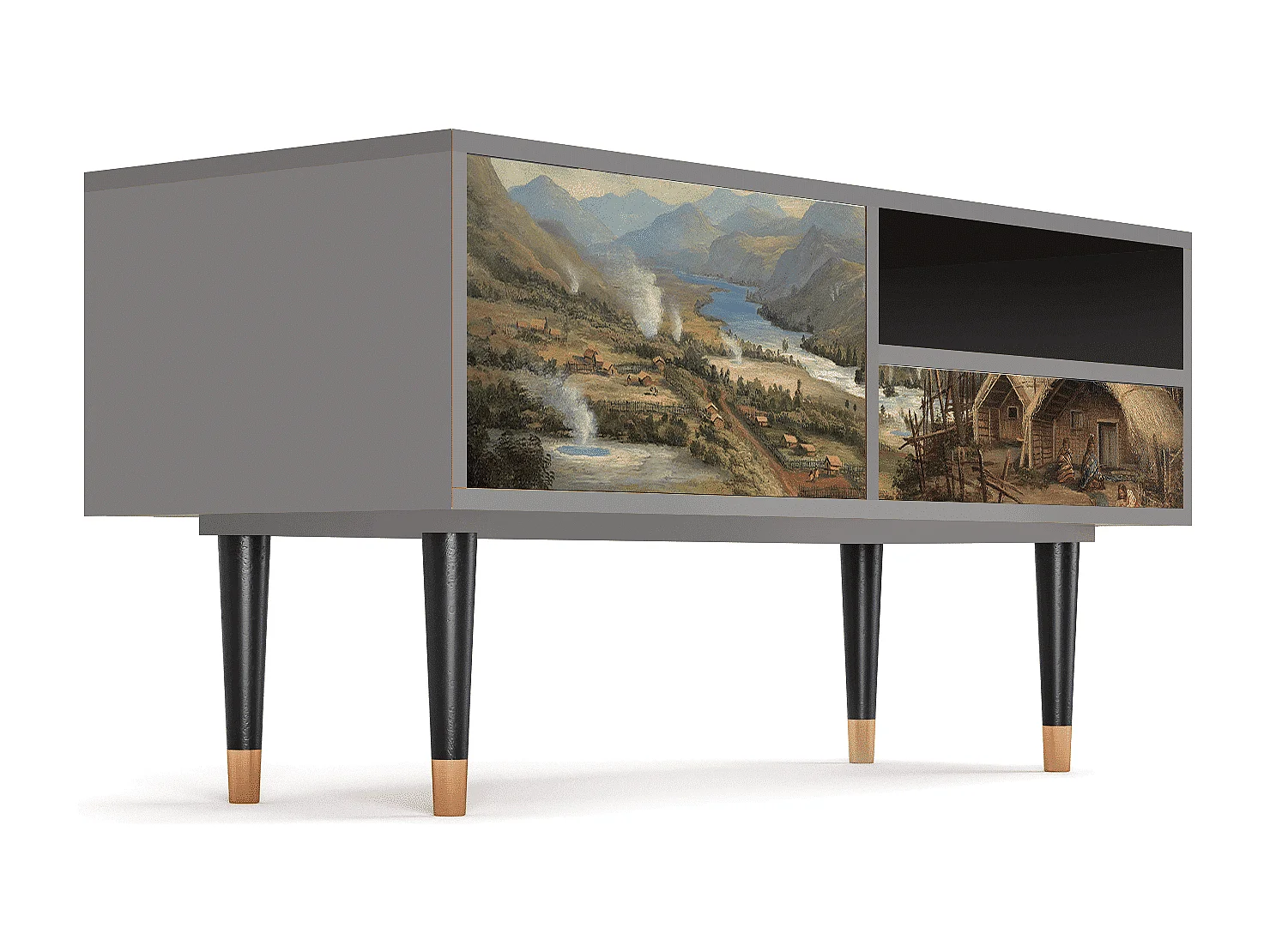 TV-meubel - 115х59х48 cm - T3 - View Across the Plains , Grijs