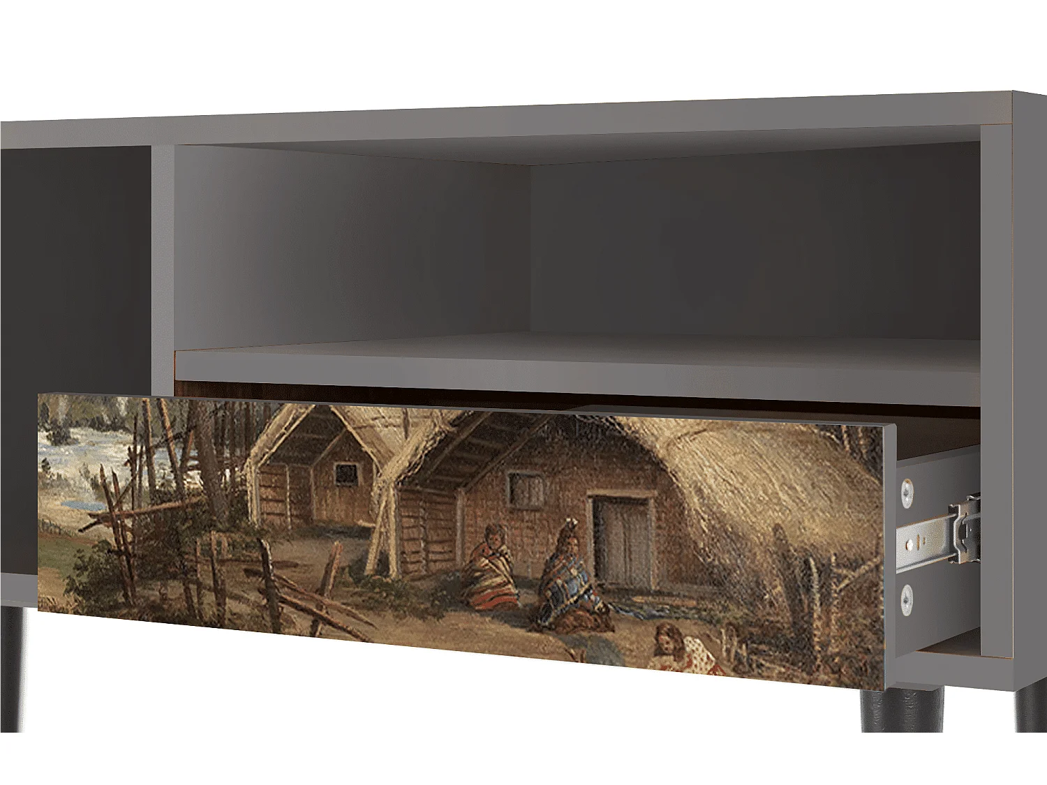 Mueble de TV - 115х59х48 cm - T3 - View Across the Plains , Cinza