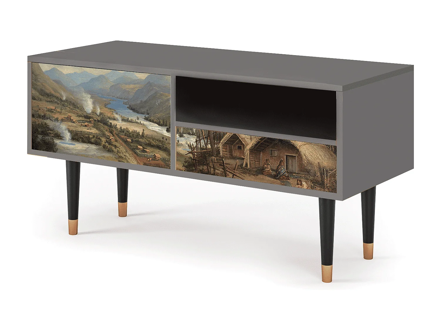 TV-meubel - 115х59х48 cm - T3 - View Across the Plains , Grijs