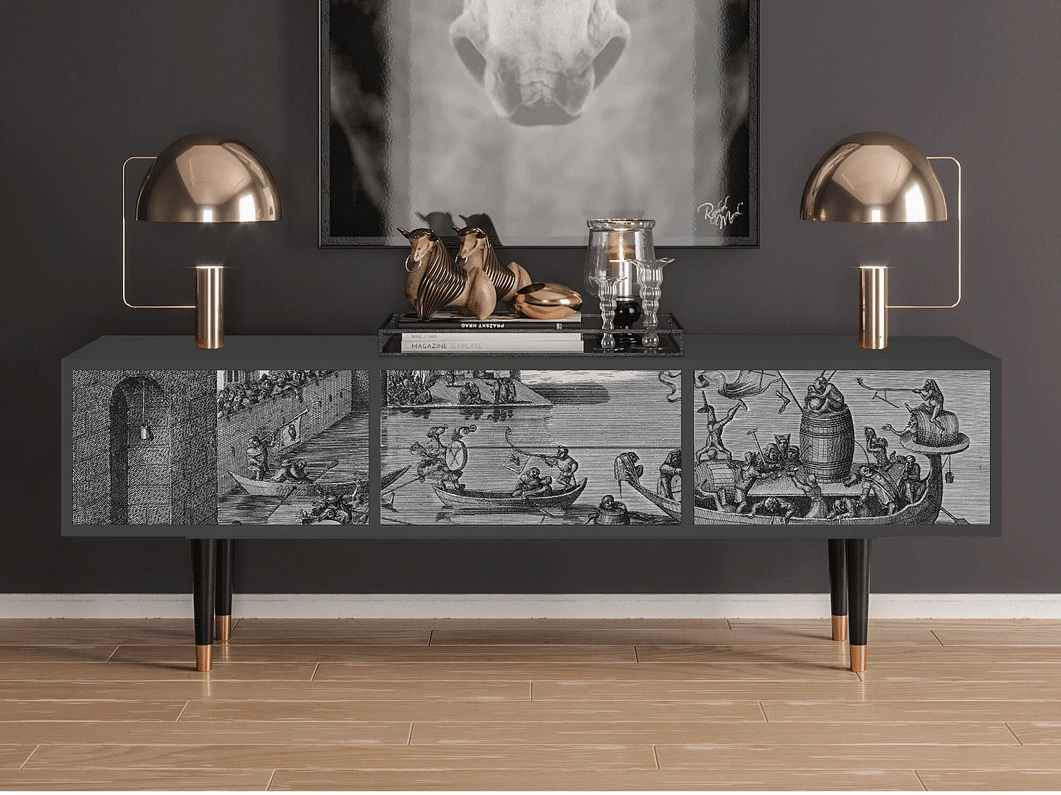 Meuble TV - 170х59х48 cm - T4 - Saint Martin, Anthracite