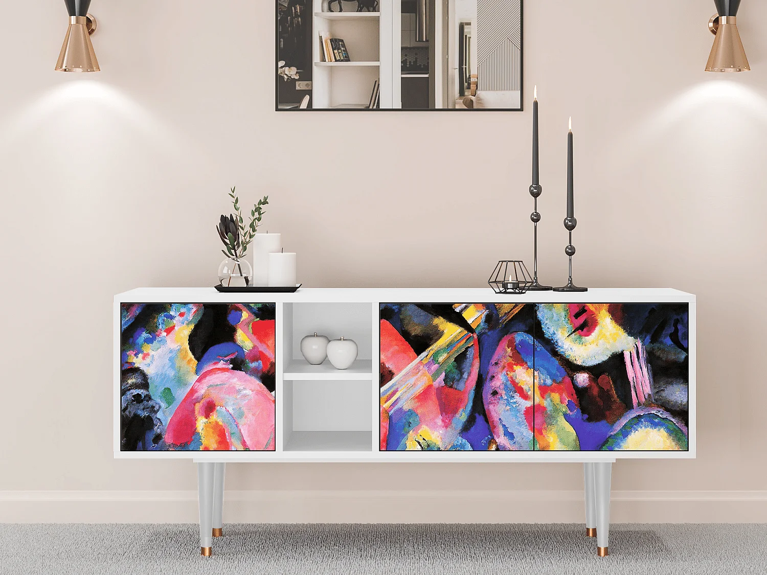 Mobile TV - 150х69х41 cm - T5 - Kandinsky, Bianco