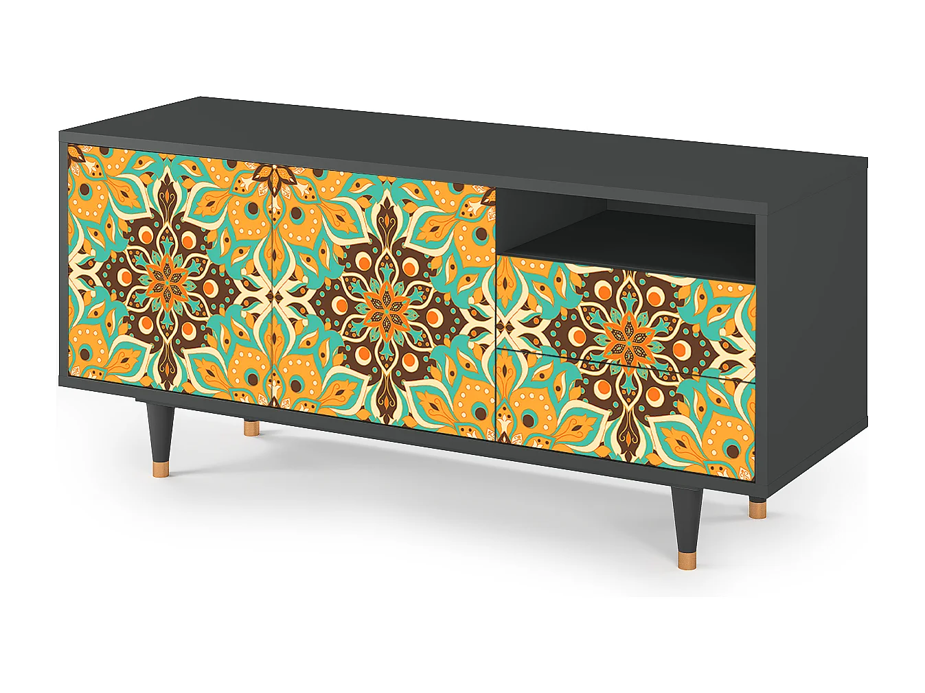 Szafka RTV - 125х56х41 cm - T7 - Indian Spices, Antracyt