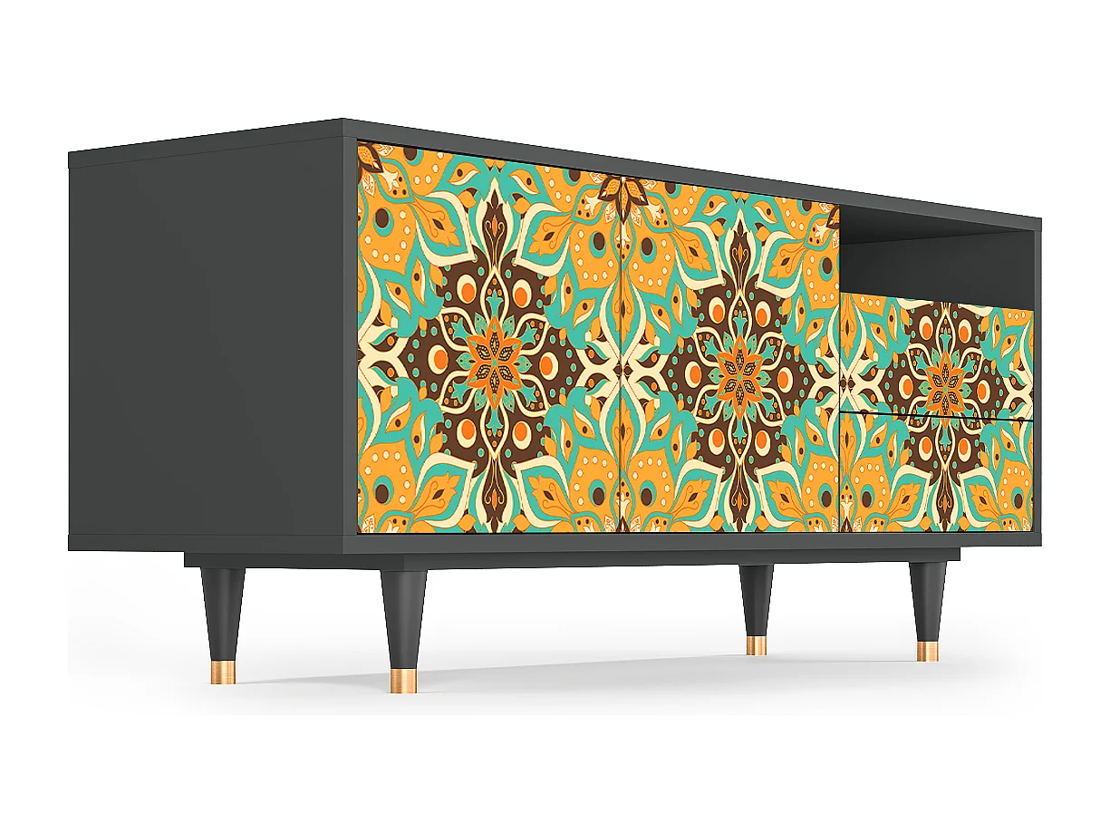 Szafka RTV - 125х56х41 cm - T7 - Indian Spices, Antracyt