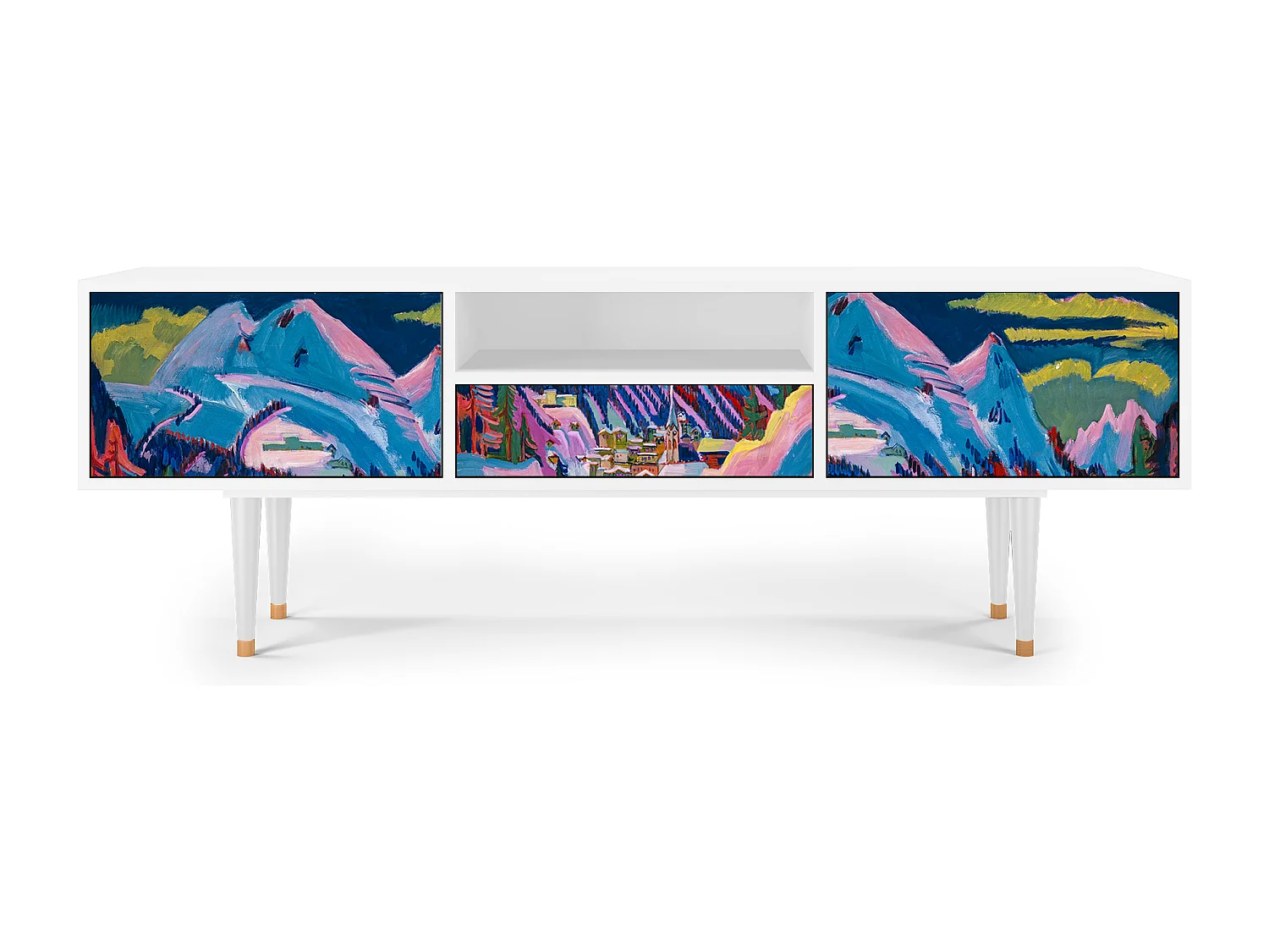 Meuble TV - 170х59х41 cm - T6 - Davos Winter, Blanc