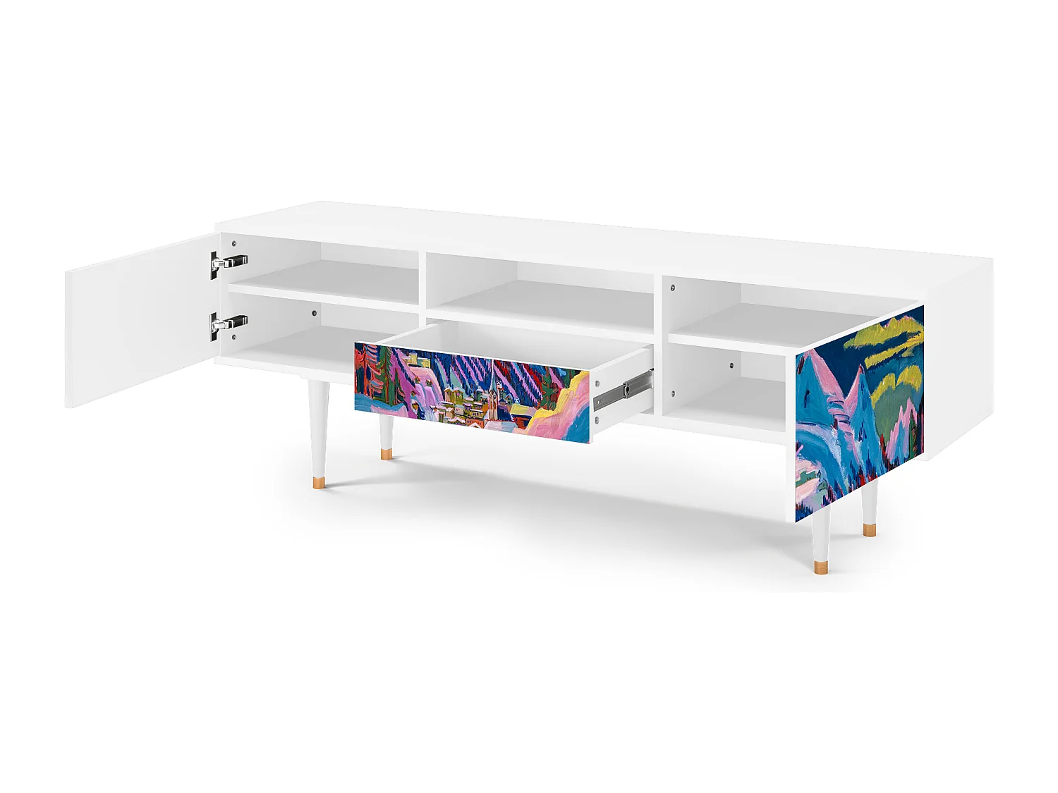 Meuble TV - 170х59х41 cm - T6 - Davos Winter, Blanc