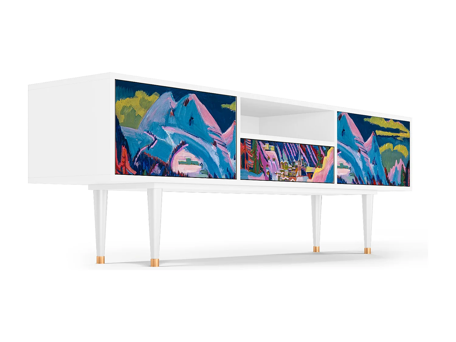 Meuble TV - 170х59х41 cm - T6 - Davos Winter, Blanc