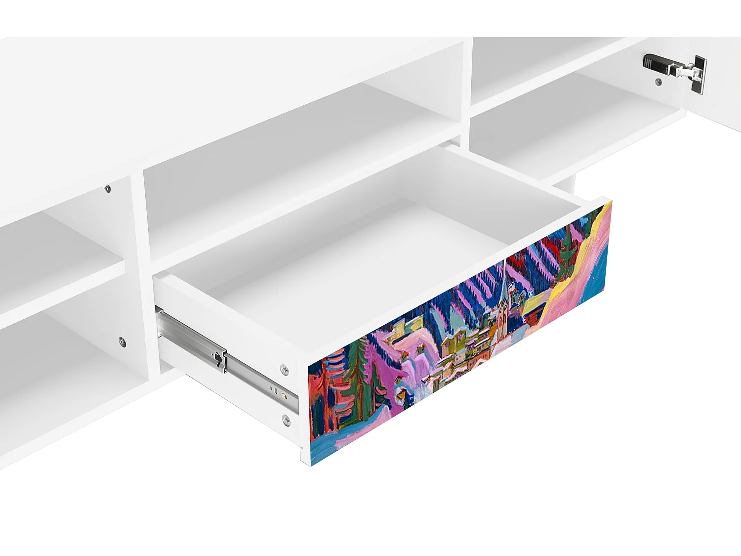 Meuble TV - 170х59х41 cm - T6 - Davos Winter, Blanc