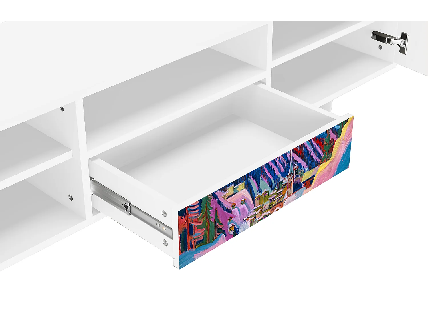 Meuble TV - 170х59х41 cm - T6 - Davos Winter, Blanc