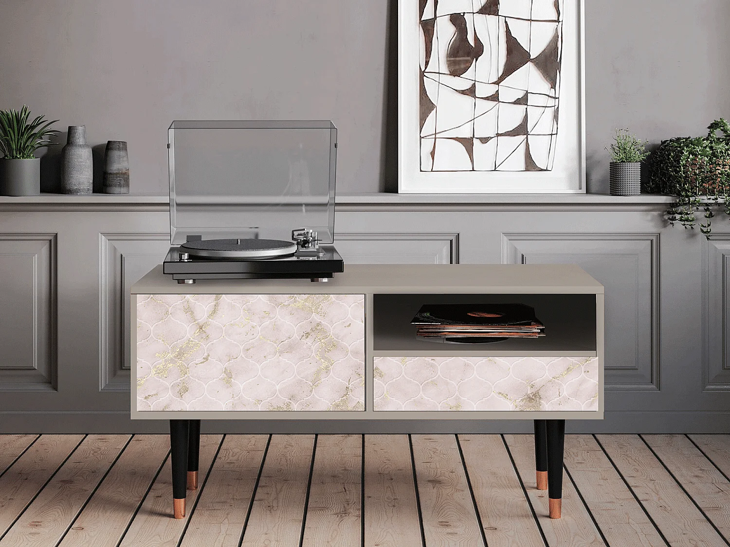 Mueble de TV - 115х59х48 cm - T3 - Dirty Roses, Areia