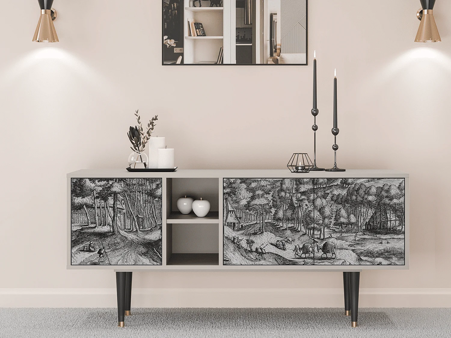 Mobile TV - 150х69х41 cm - T5 - Rusticorum, Sabbia