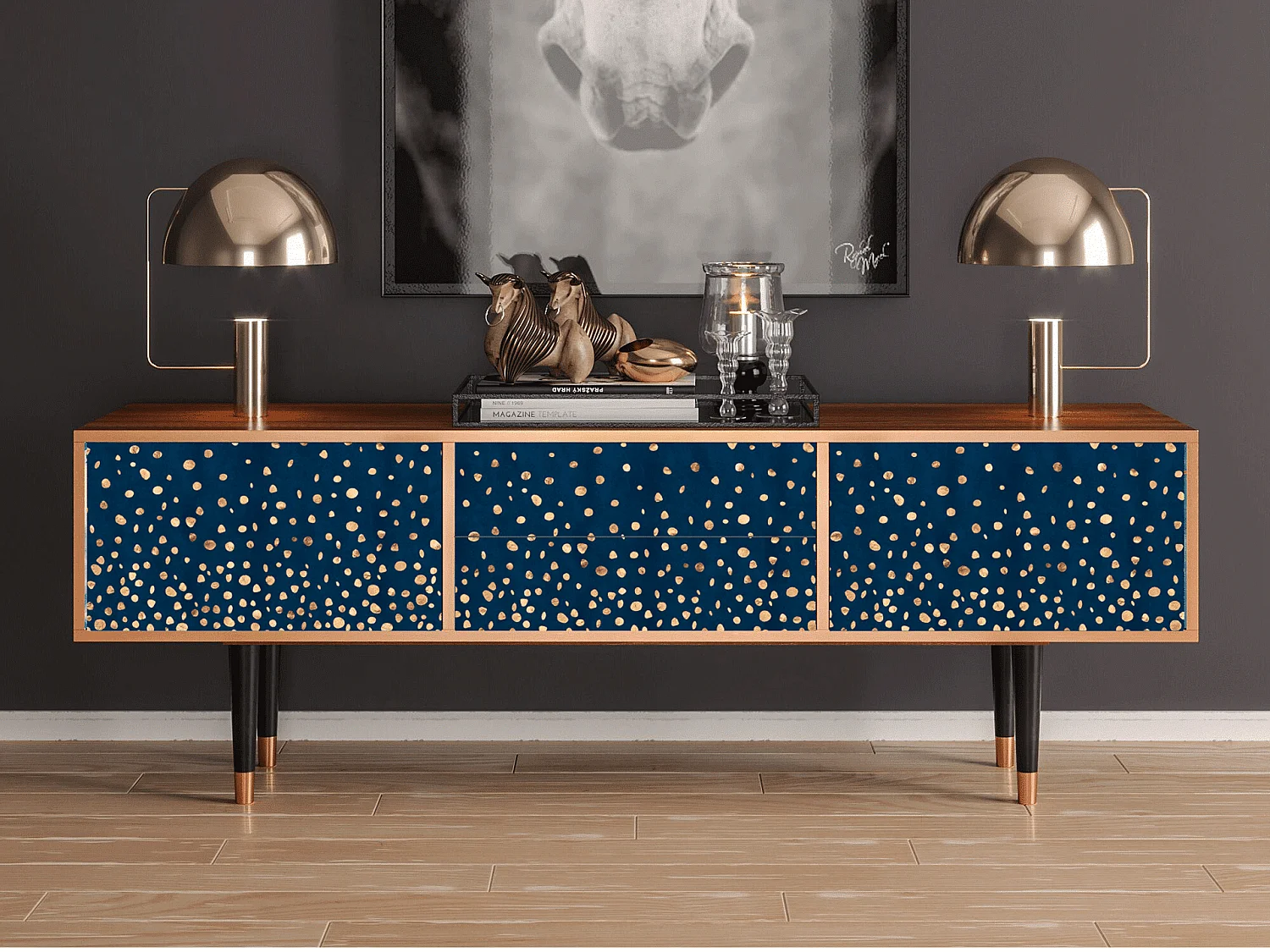 Mueble de TV - 170х59х48 cm - T4 - Night Skies, Nogal