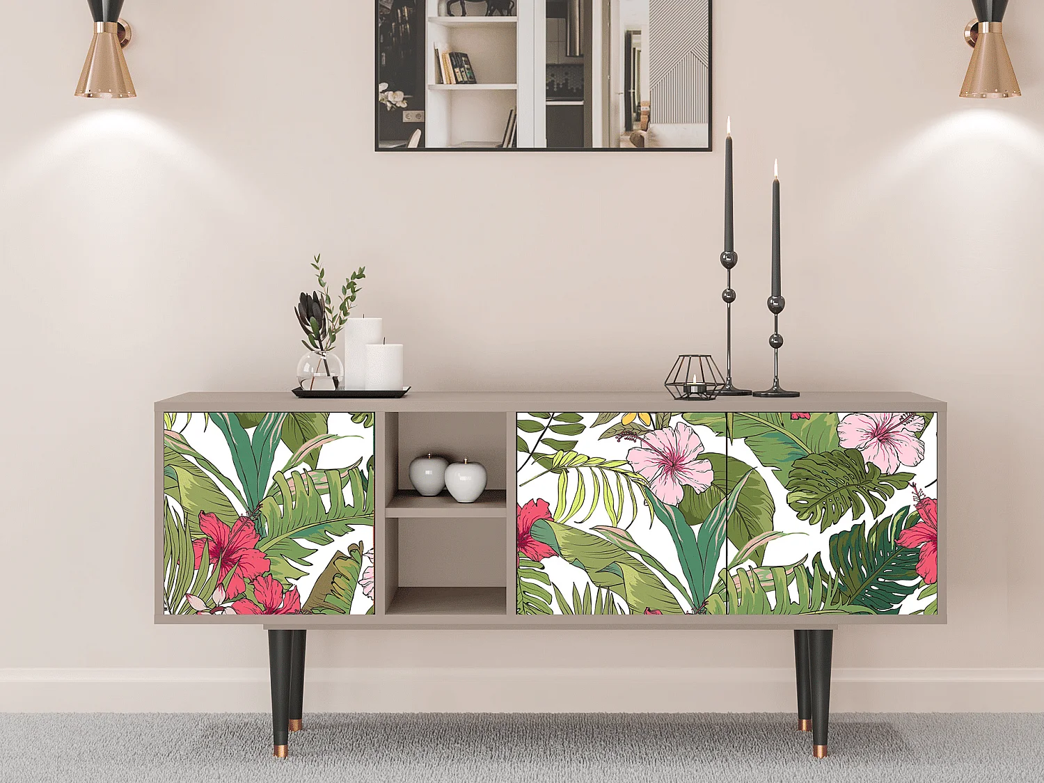 Mobile TV - 150х69х41 cm - T5 - Verdant Tropics, Latte