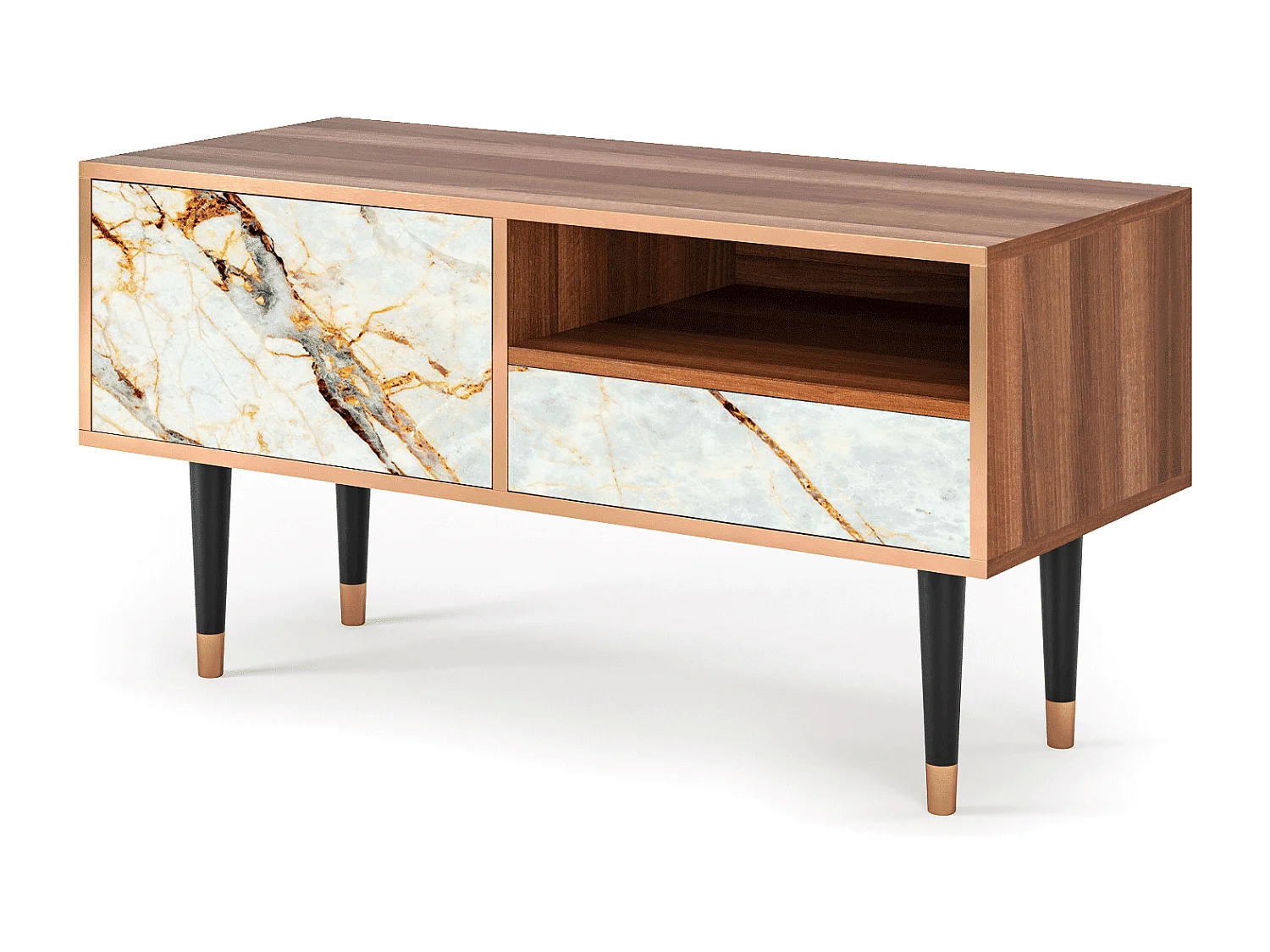 Meuble TV - 115х59х48 cm - T3 - Sabley Marble, Noyer