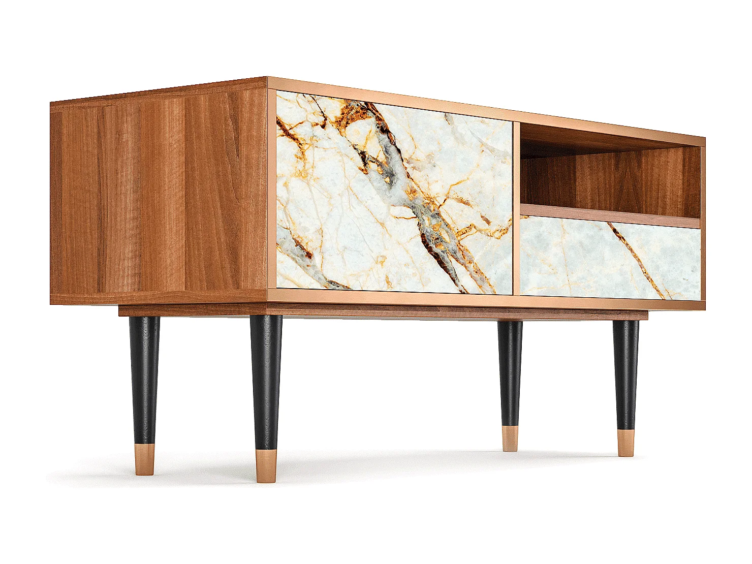 Meuble TV - 115х59х48 cm - T3 - Sabley Marble, Noyer