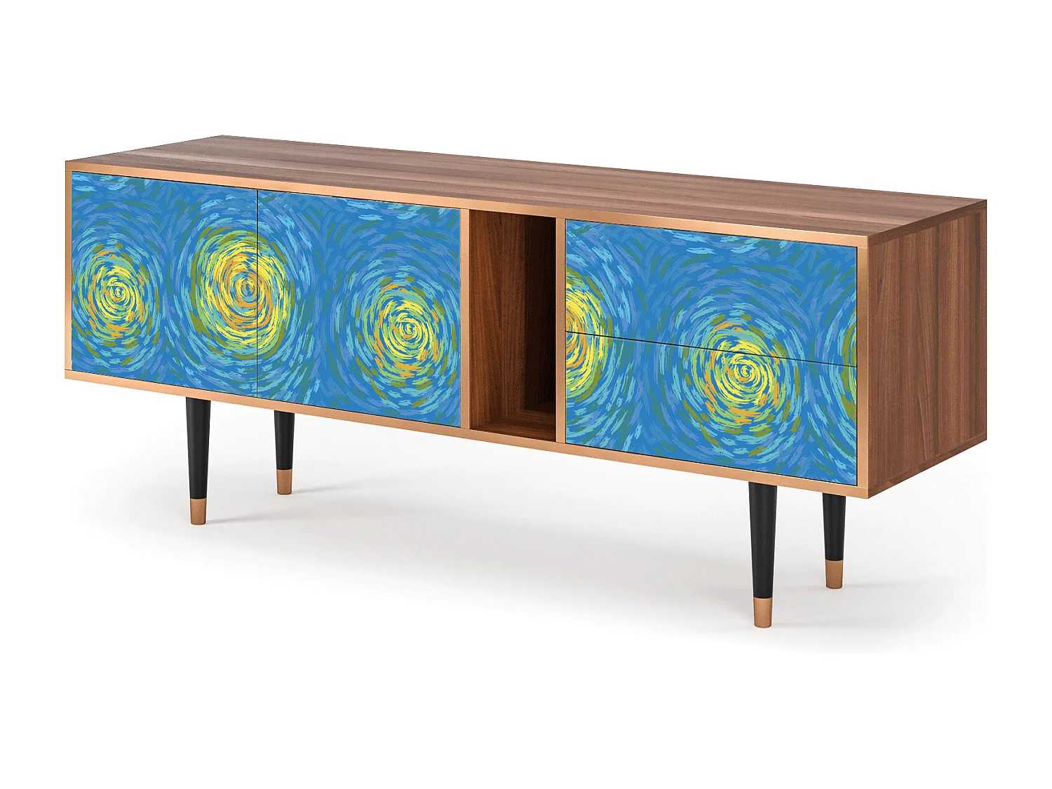 Meuble TV - 170х69х48 cm - T1 - Van Gogh Lights, Noyer