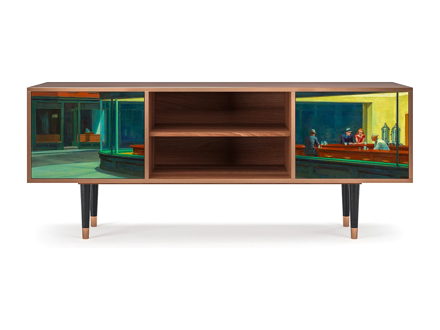 TV-Möbel - 170х69х48 cm - T2 - Nighthawks by Hopper, Walnuss