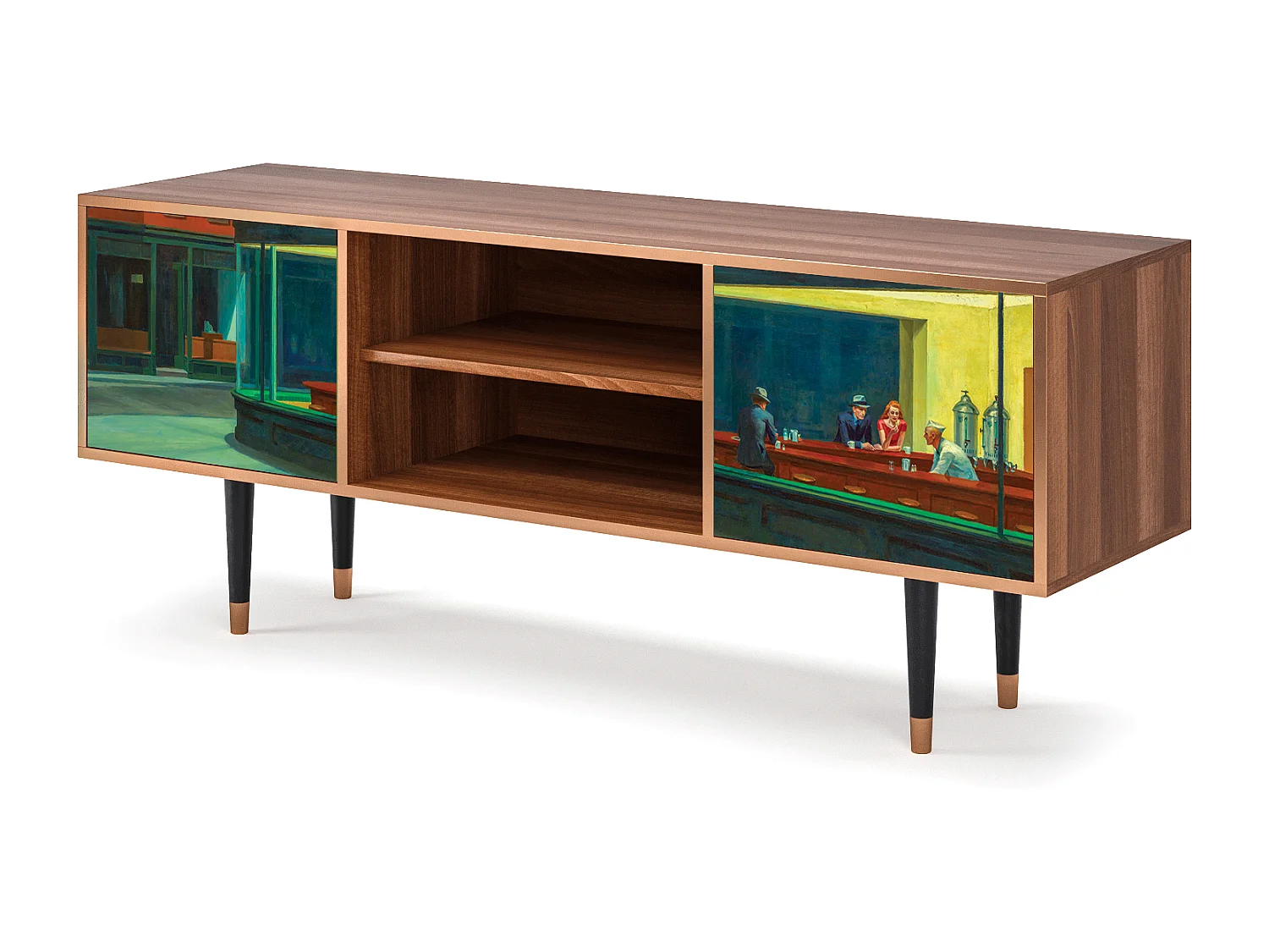 TV-Möbel - 170х69х48 cm - T2 - Nighthawks by Hopper, Walnuss