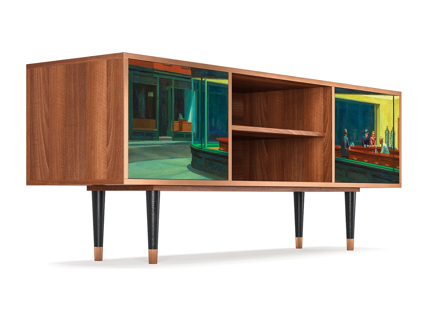 TV-Möbel - 170х69х48 cm - T2 - Nighthawks by Hopper, Walnuss