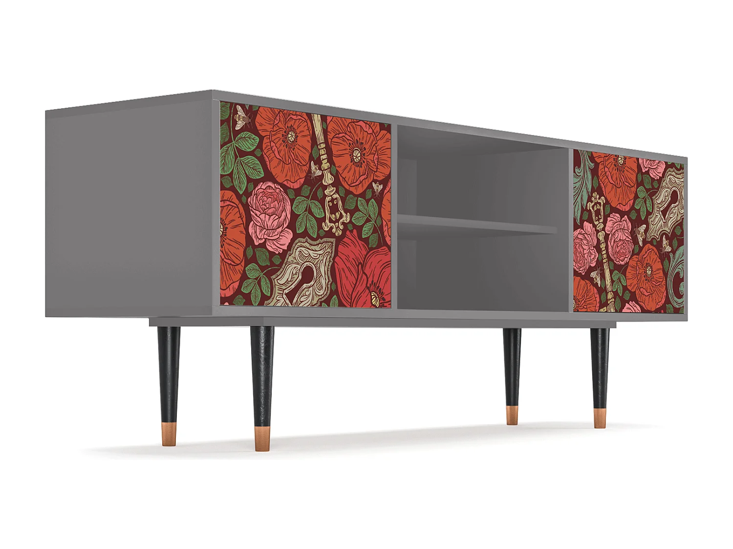 Mobile TV - 170х69х48 cm - T2 - Poppy Garden, Grigio