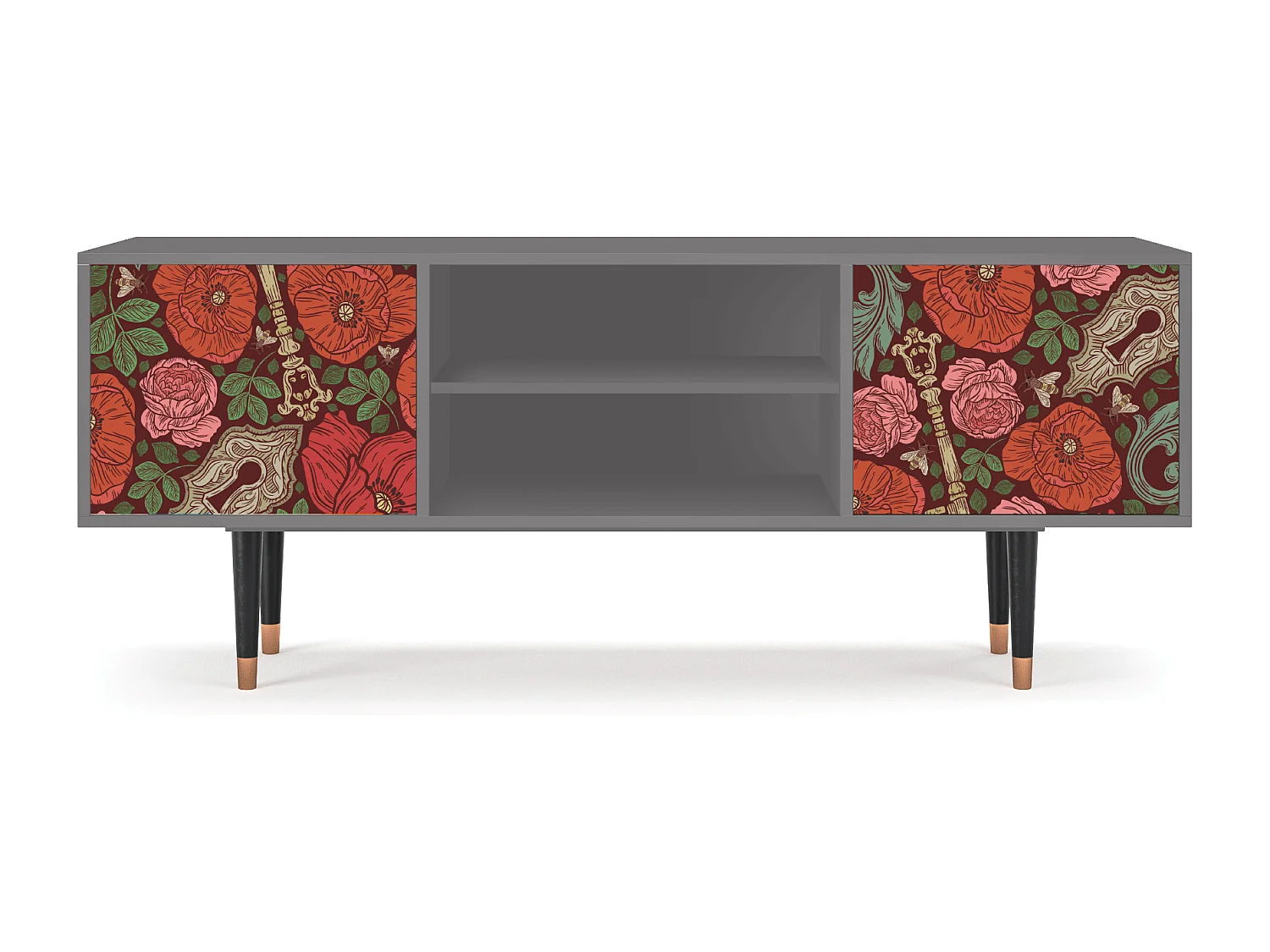 Meuble TV - 170х69х48 cm - T2 - Poppy Garden, Gris