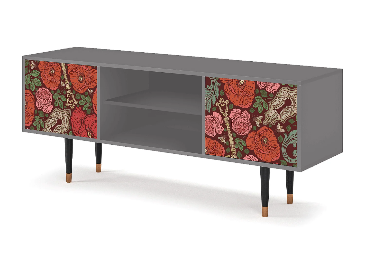 Meuble TV - 170х69х48 cm - T2 - Poppy Garden, Gris