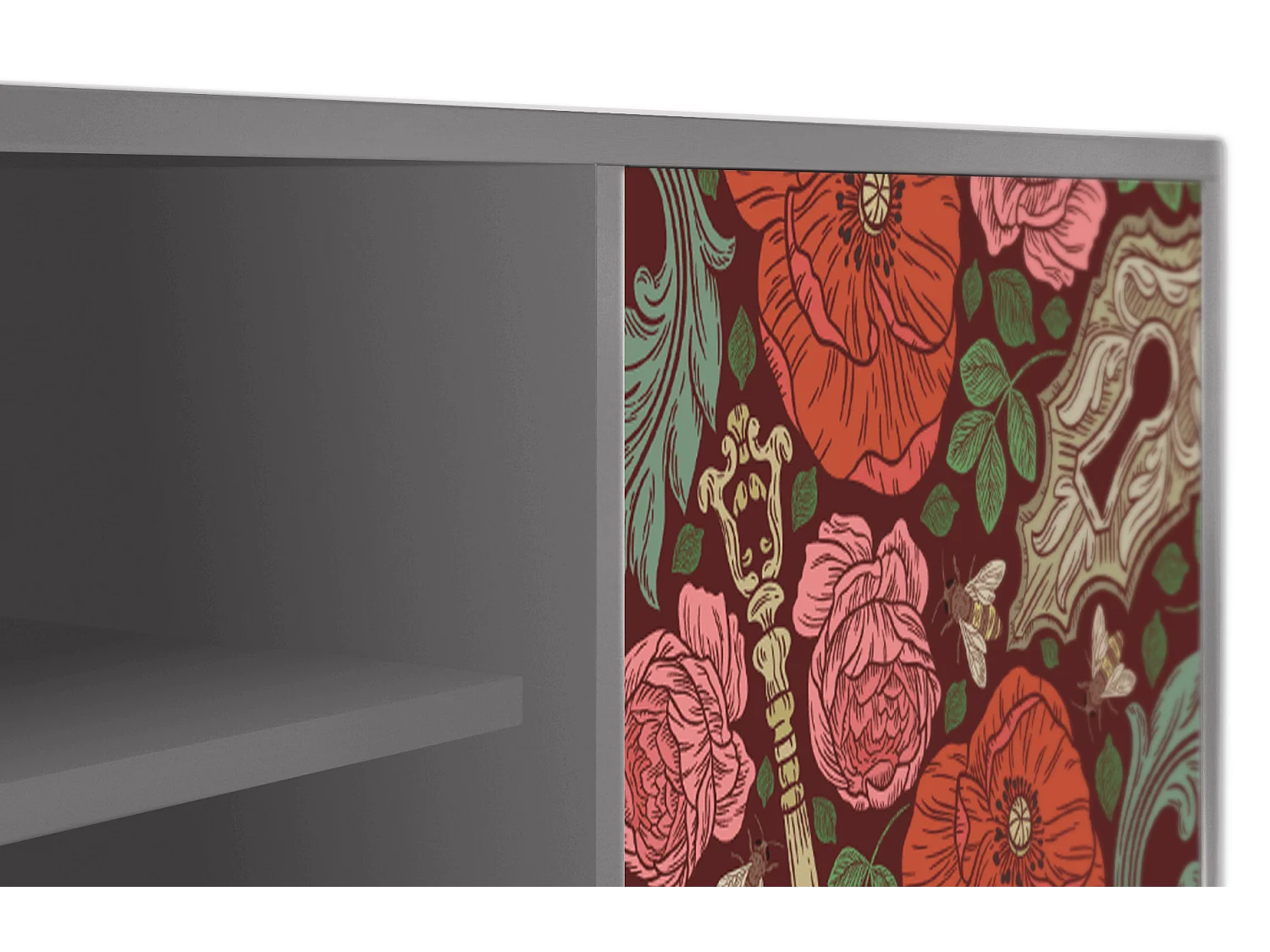 Meuble TV - 170х69х48 cm - T2 - Poppy Garden, Gris