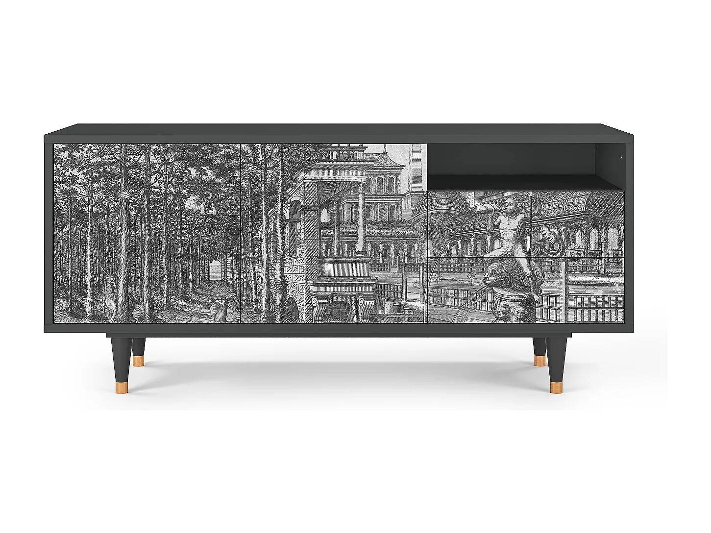 Meuble TV - 125х56х41 cm - T7 - View of the Piazza, Anthracite