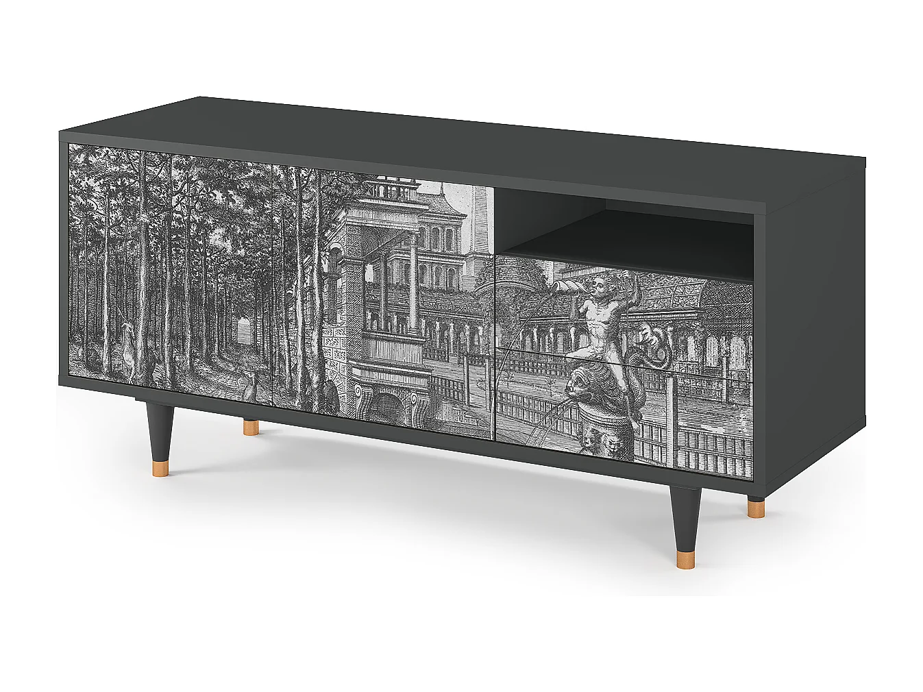 Meuble TV - 125х56х41 cm - T7 - View of the Piazza, Anthracite
